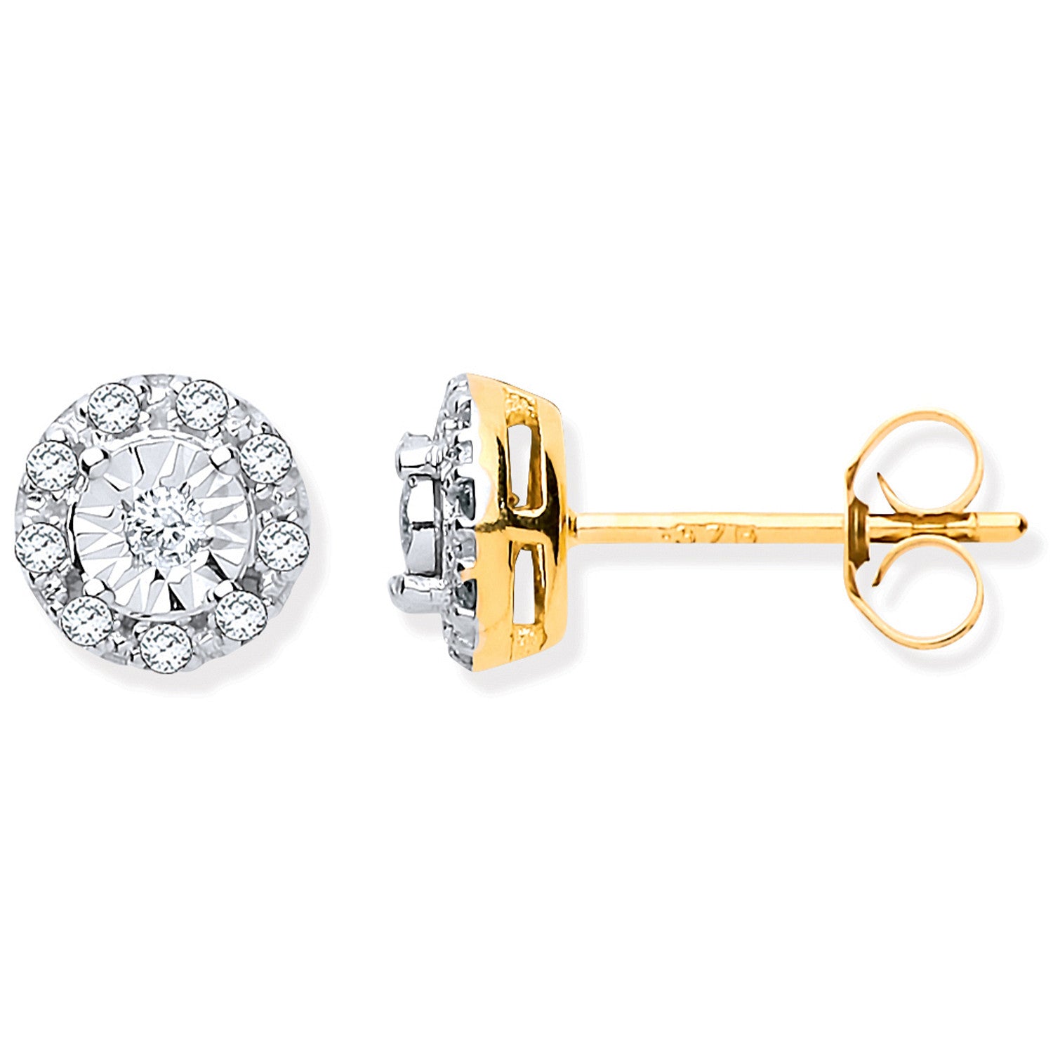 9ct Yellow Gold 0.13ct Dia Stud Earrings - 9ct Gold