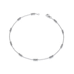 Silver Triple Beaded Ladies Anklet