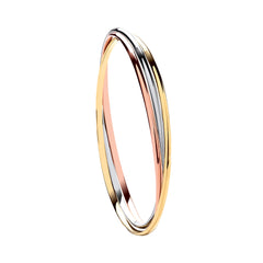Yellow White & Rose Gold Russian Wedding 2.4mm Bangle