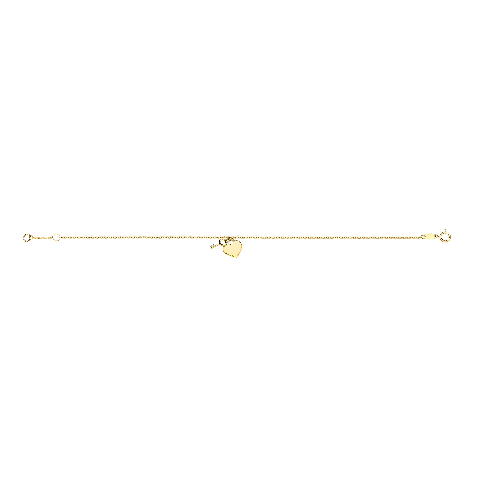 Yellow Gold Key & Heart Ladies Bracelet
