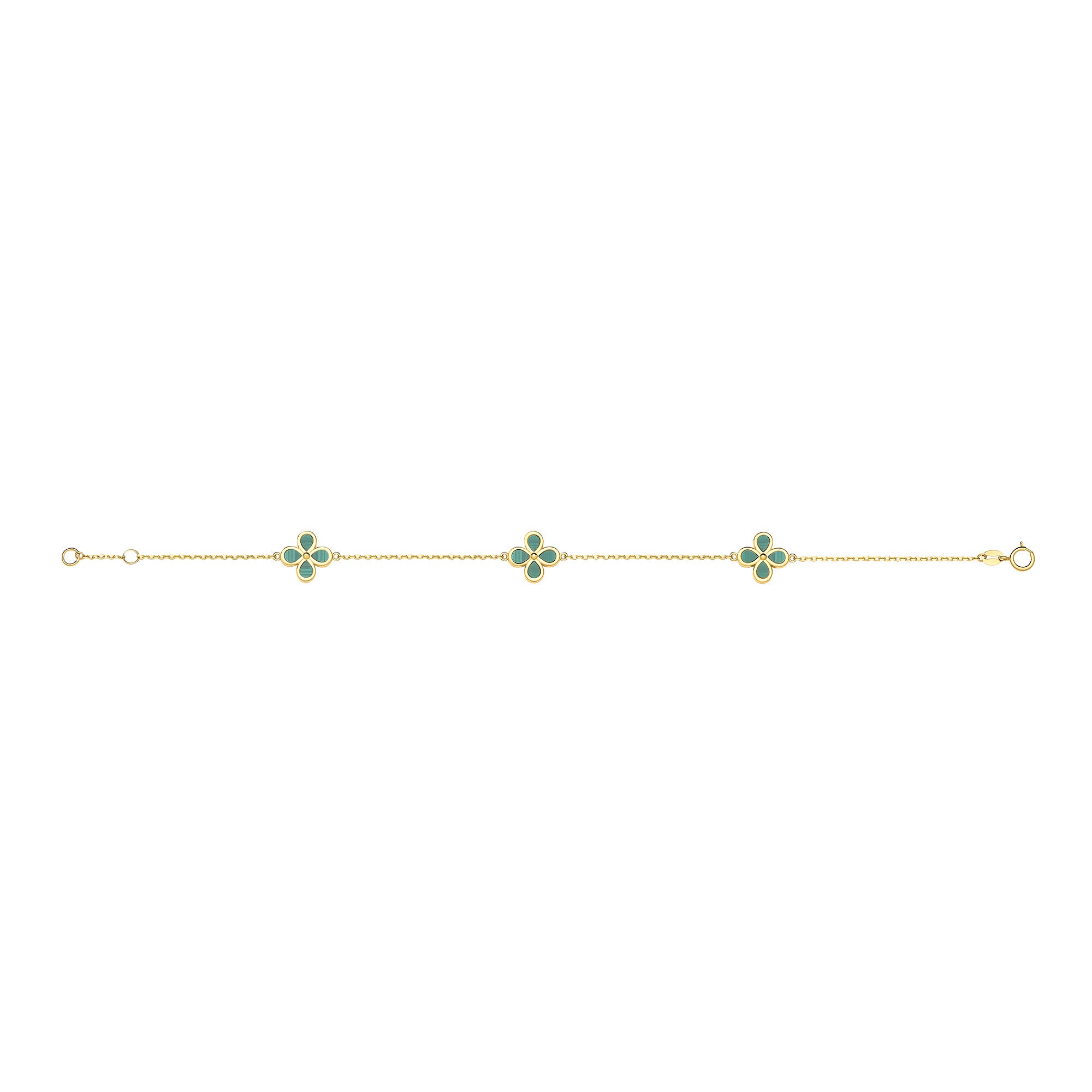 Yellow Gold Green MLCH Flower Ladies Bracelet