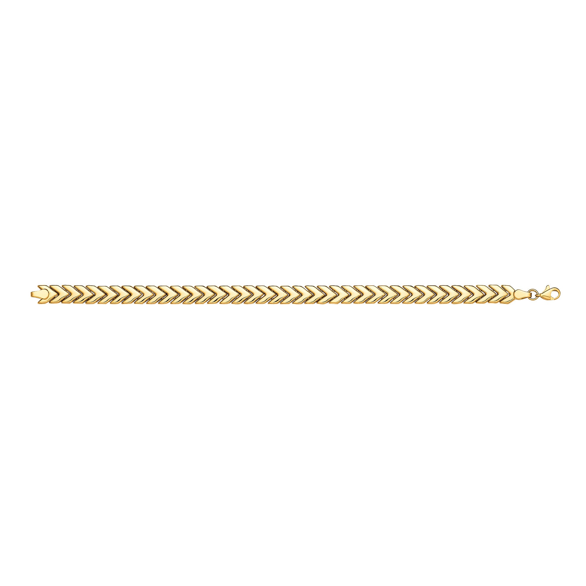 Yellow Gold Herringbone 7mm Ladies Bracelet