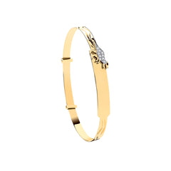 Yellow Gold Expandable Baby ID Bangle With Dinosaur
