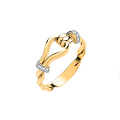 Yellow Gold Plain Hook with Twist Band Ladies Ring