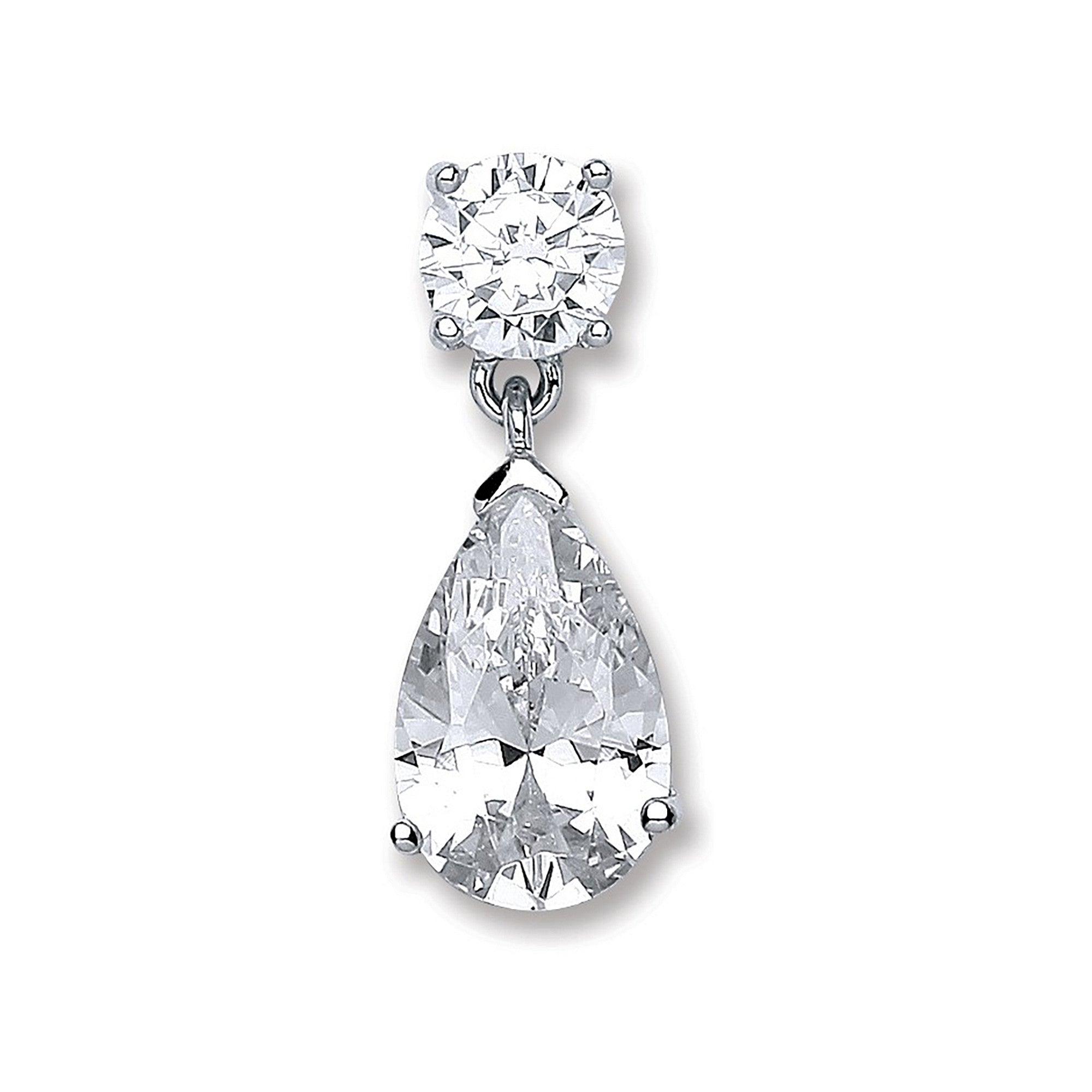 Silver Pear Cubic Zirconia Pendant - Silver