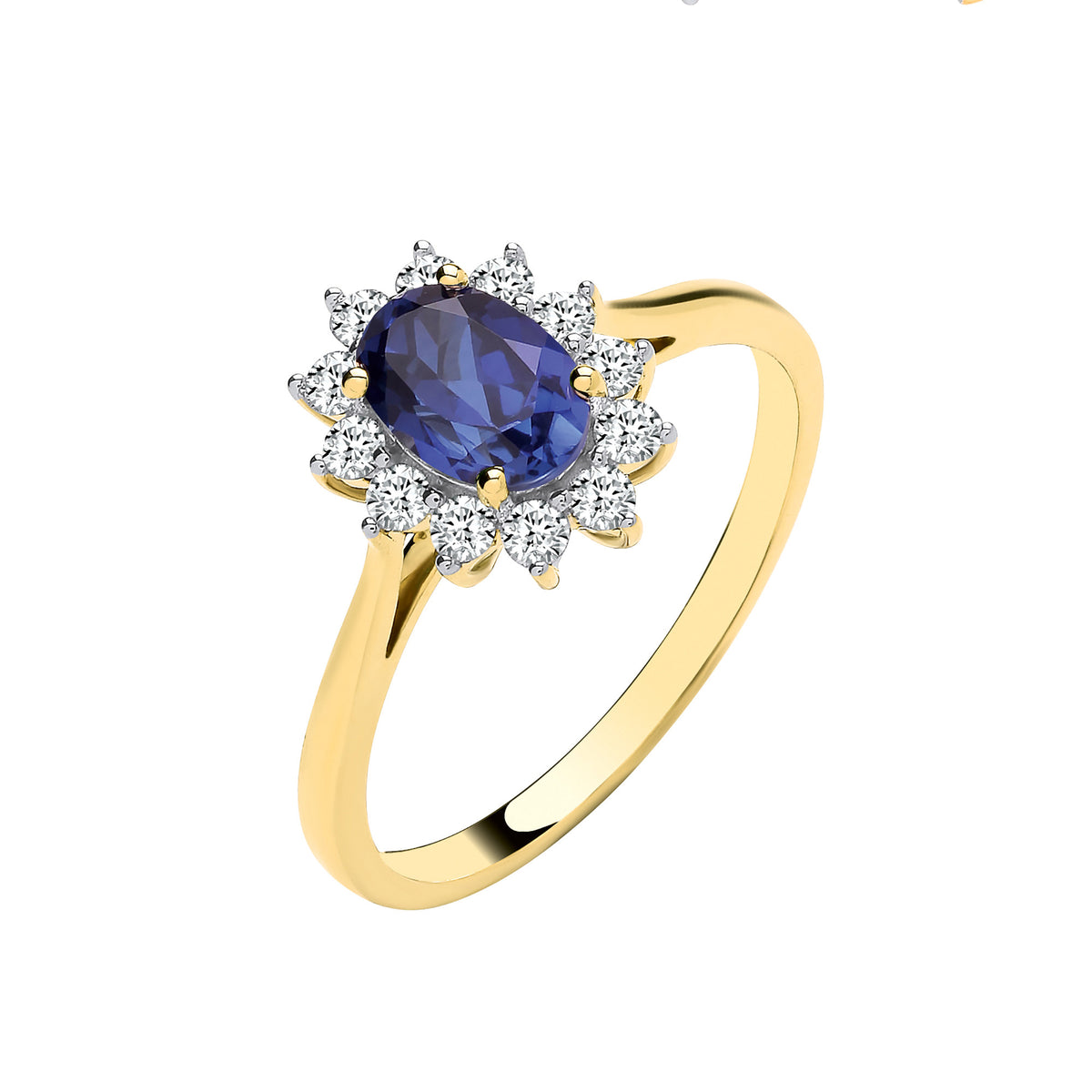9ct Yellow Gold LAB GROWN 0.30ct Solitaire Diamond & 1.10ct Oval Sapphire Ring IGI Certified