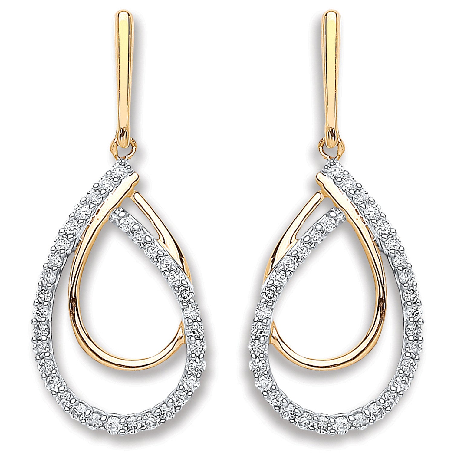 9ct Yellow Gold 0.20ct Dia Drop Earrings - 9ct Gold
