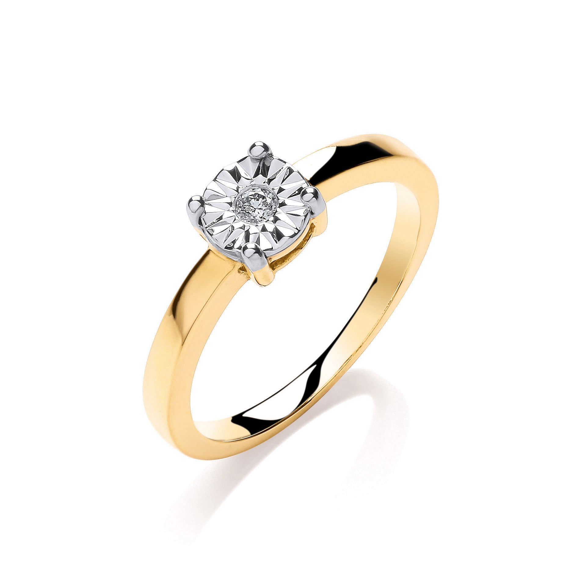 9ct Yellow Gold 0.05ct Diamond Solitaire Ring - 9ct Gold