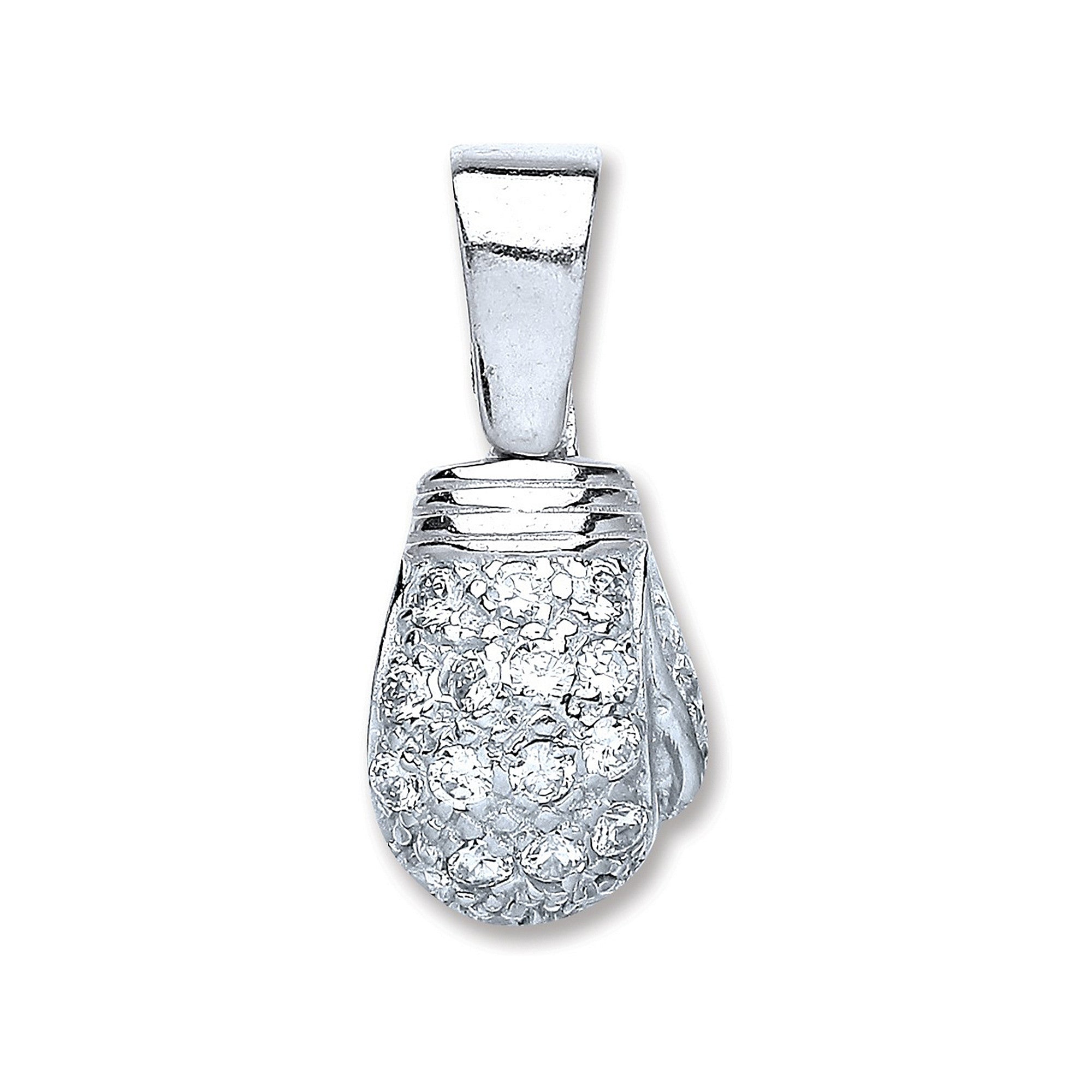 Silver Boxing Glove Cubic Zirconia Pendant - Silver