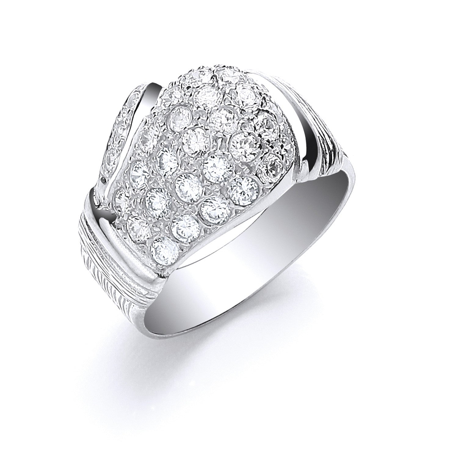 Silver Cubic Zirconia Boxing Glove Gents Ring - Silver
