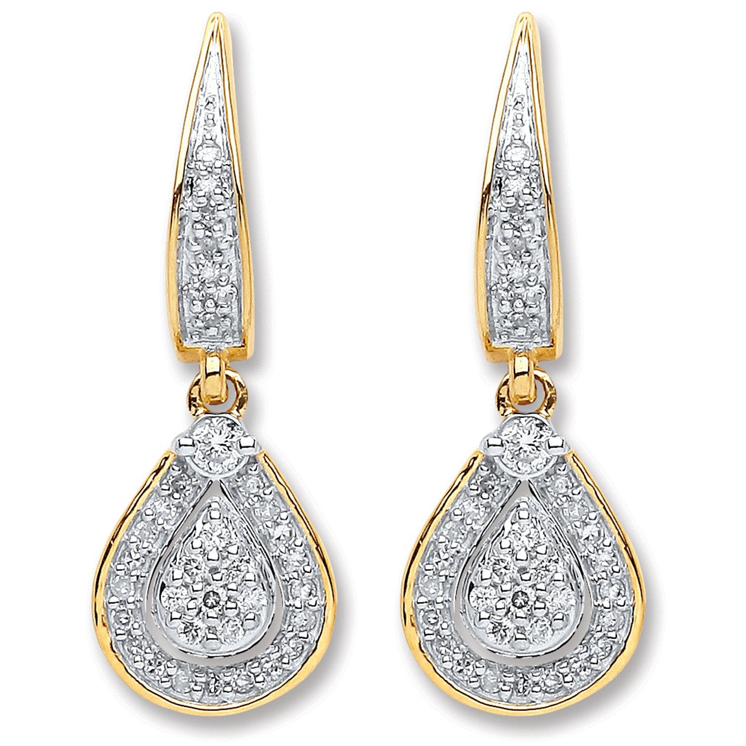 9ct Yellow Gold 0.25ct Dia Drop Earrings