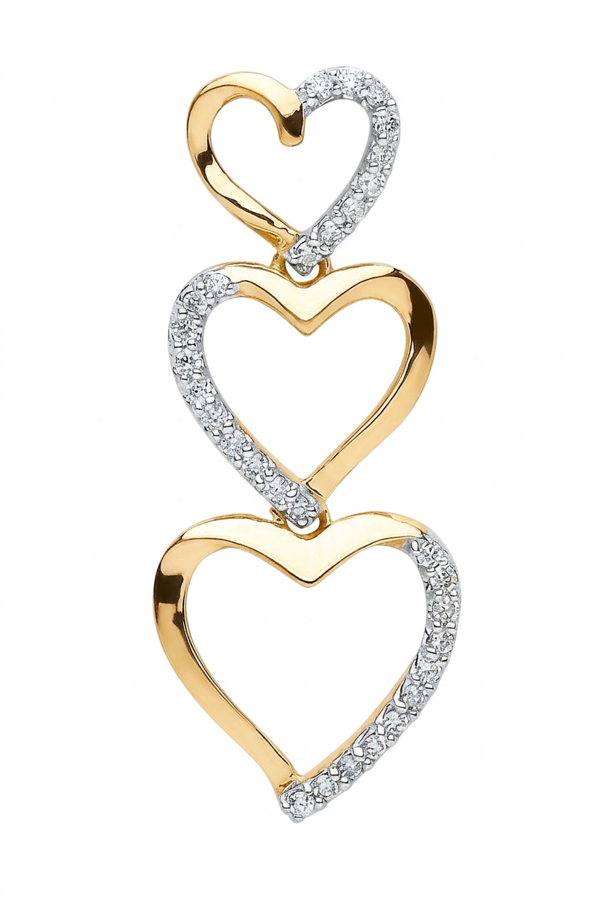 9ct Yellow Gold 0.15ct Diamond Heart Pendant