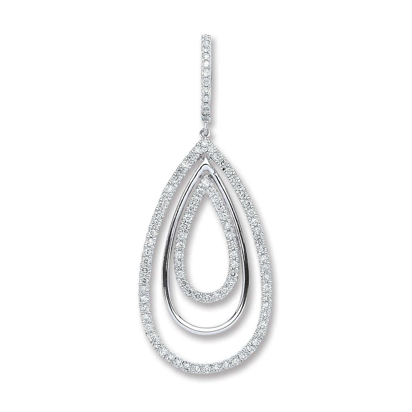 18ct White Gold 0.50ct Diamond Drop Pendant - 18ct Gold