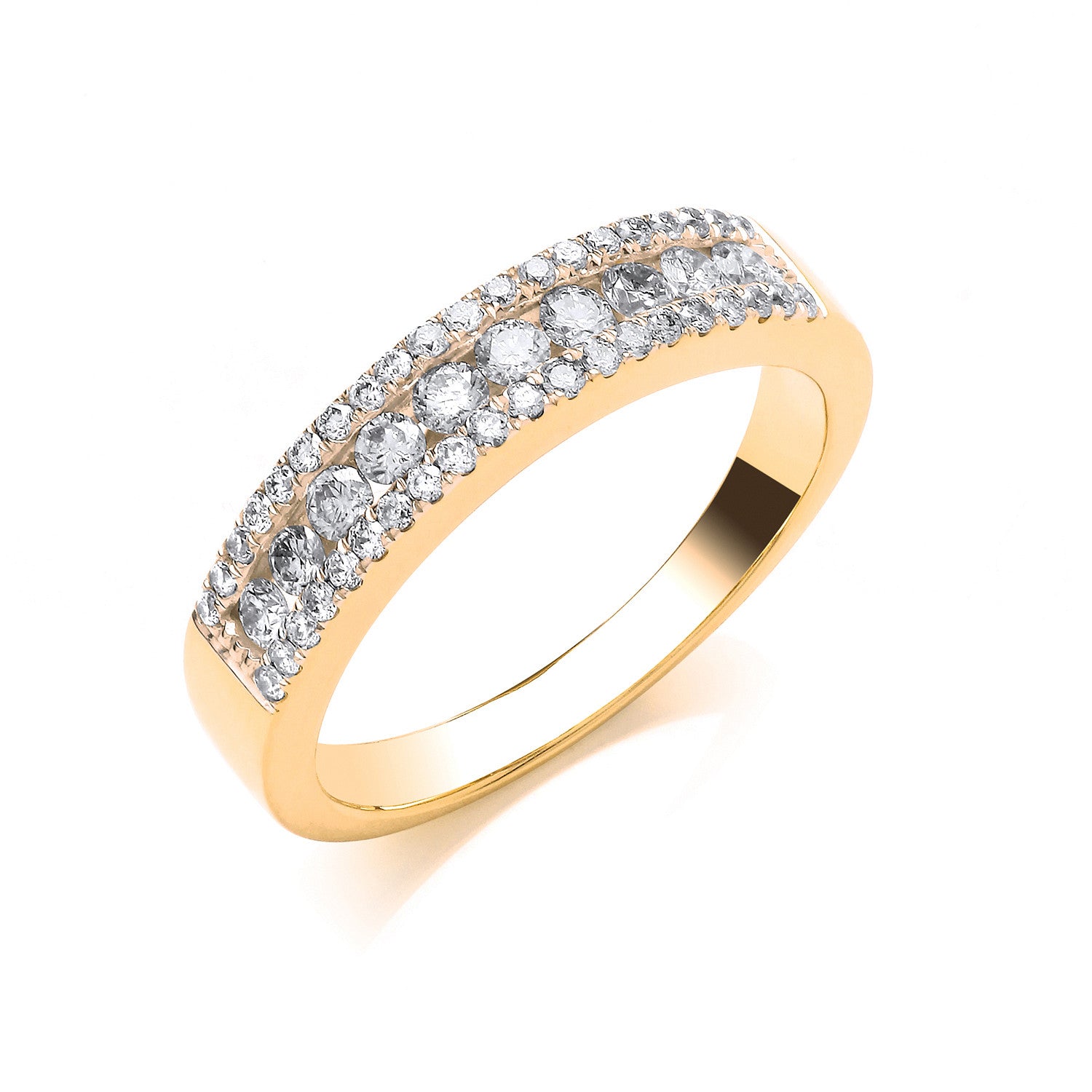 18ct Yellow Gold 0.50ct GH-SI Diamond Half Eternity Ring - 18ct Gold