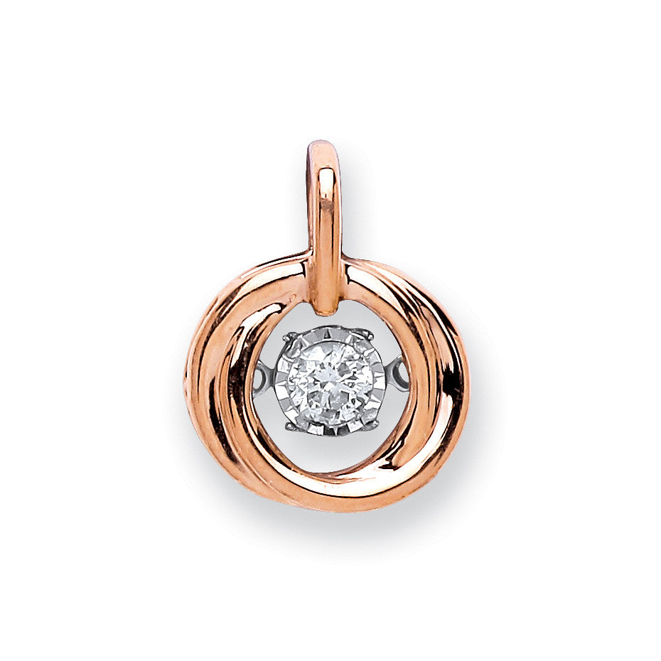 9ct Rose Gold 0.10ct Dancing Diamond Circle Pendant - 9ct Gold