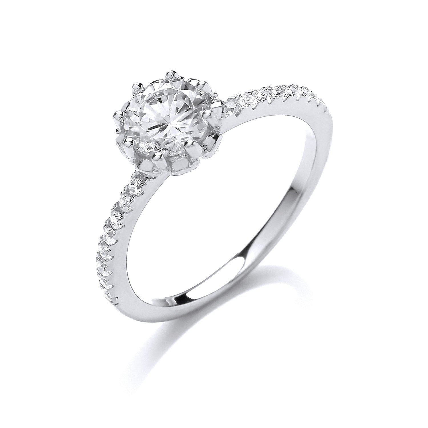 Silver Solitare Cubic Zirconia Ring - Silver