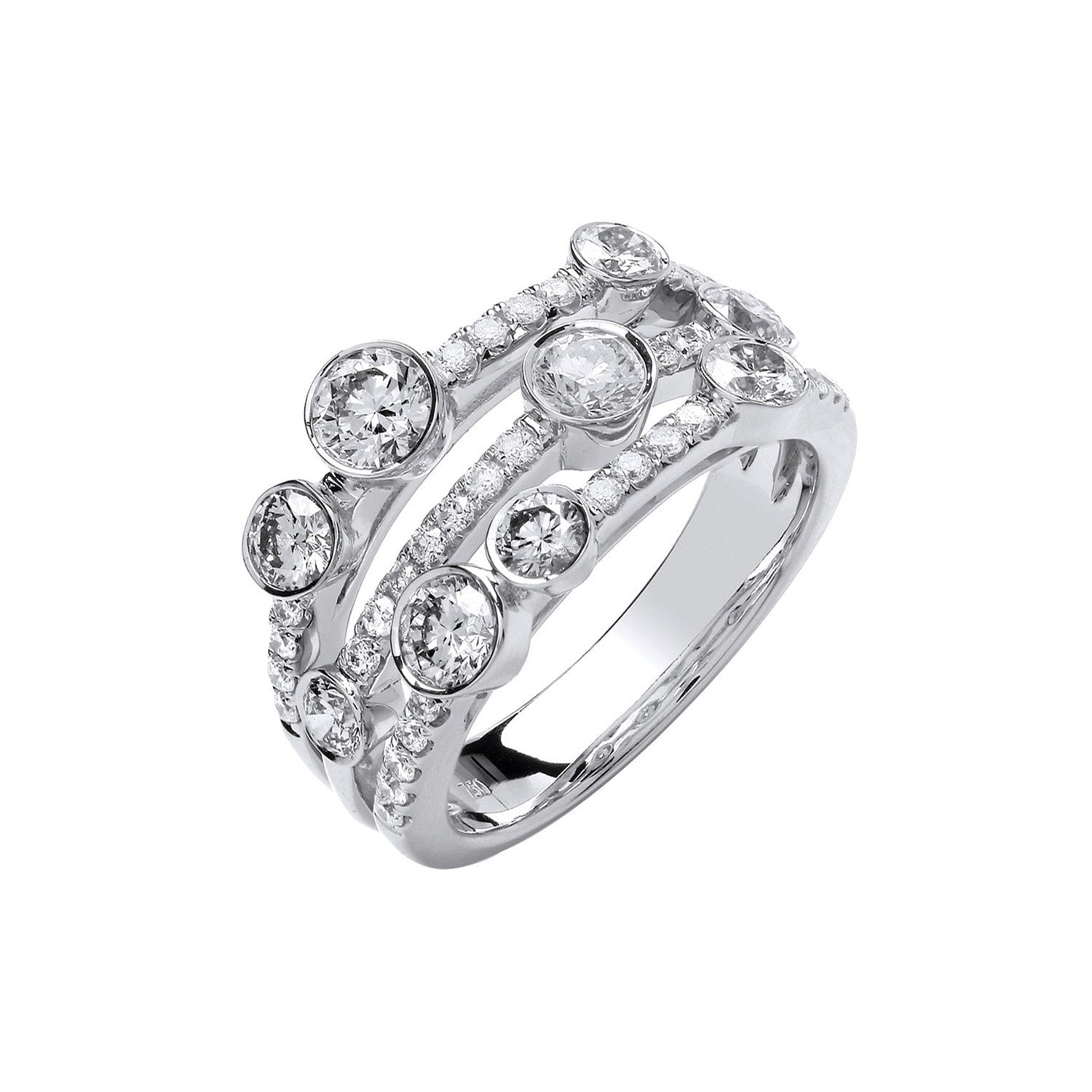 18ct White Gold 1.70ct GH-SI Diamond Dress Ring - 18ct Gold