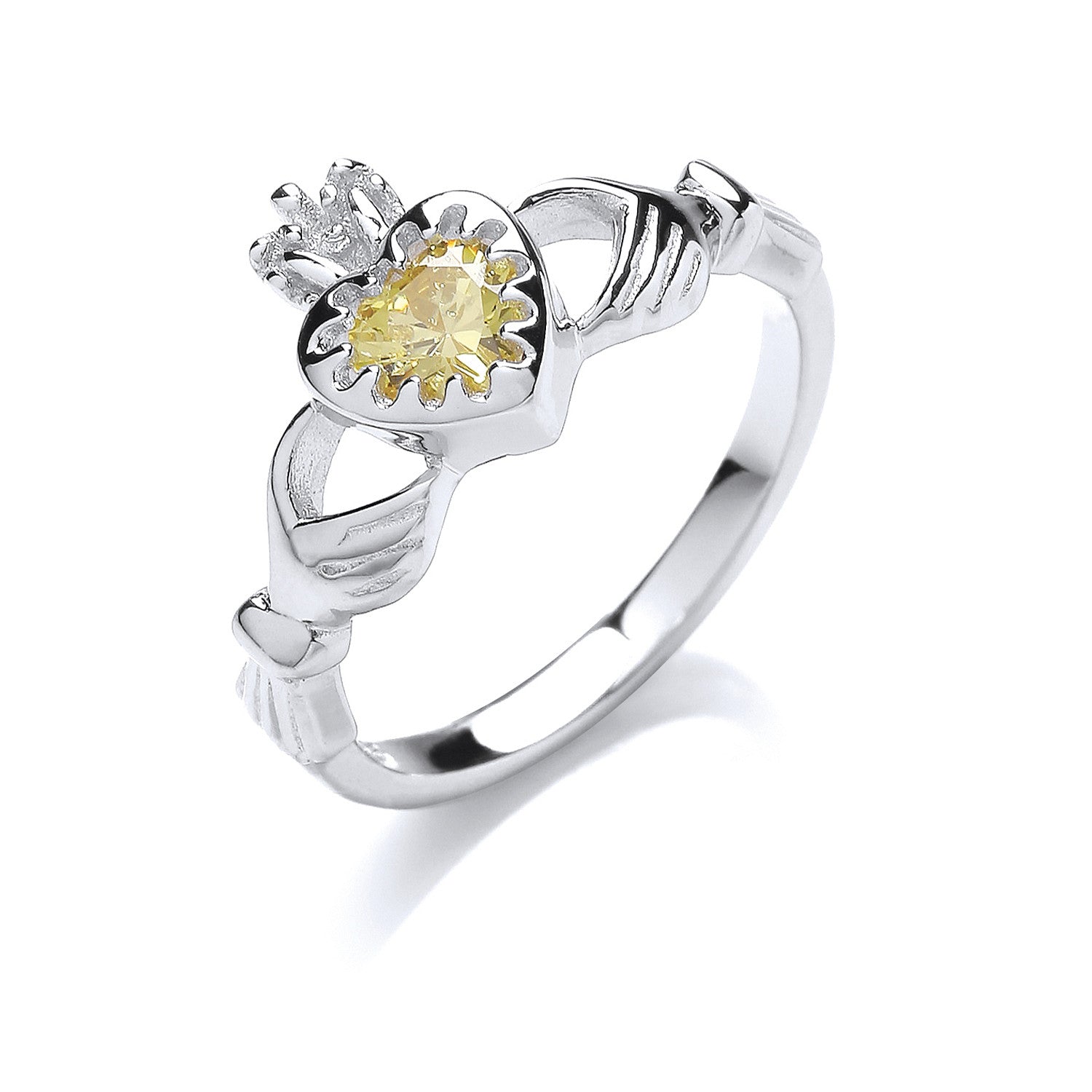 Silver Cubic Zirconia Claddagh Ring - Silver