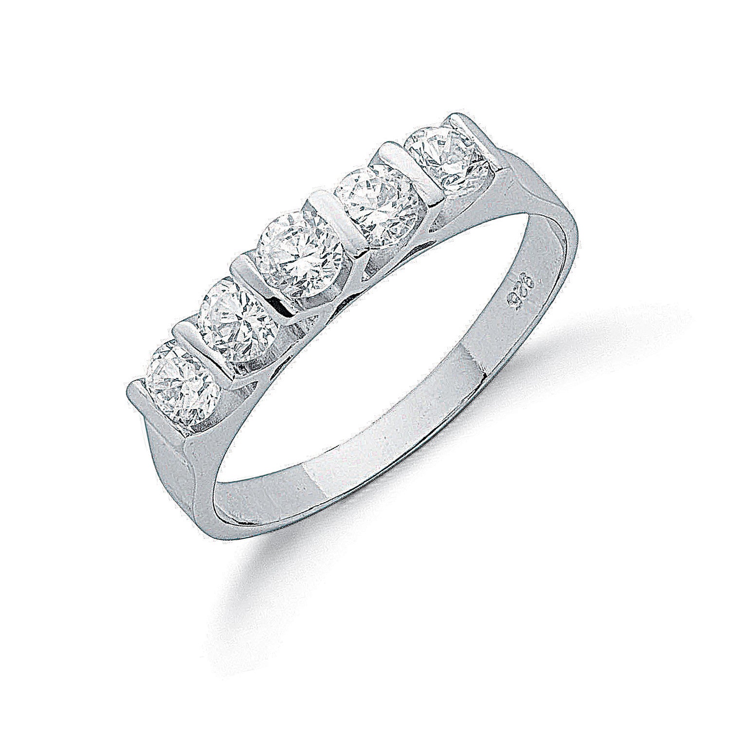Silver Fancy Cubic Zirconia Half Eternity Ring - Silver
