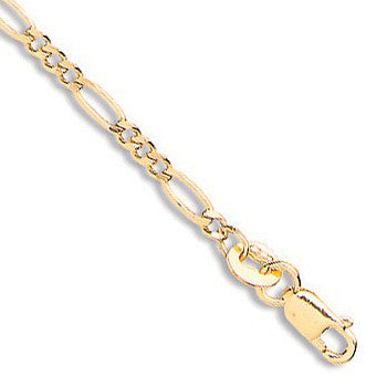 Yellow Gold Hollow Figaro Anklet - 9ct Gold