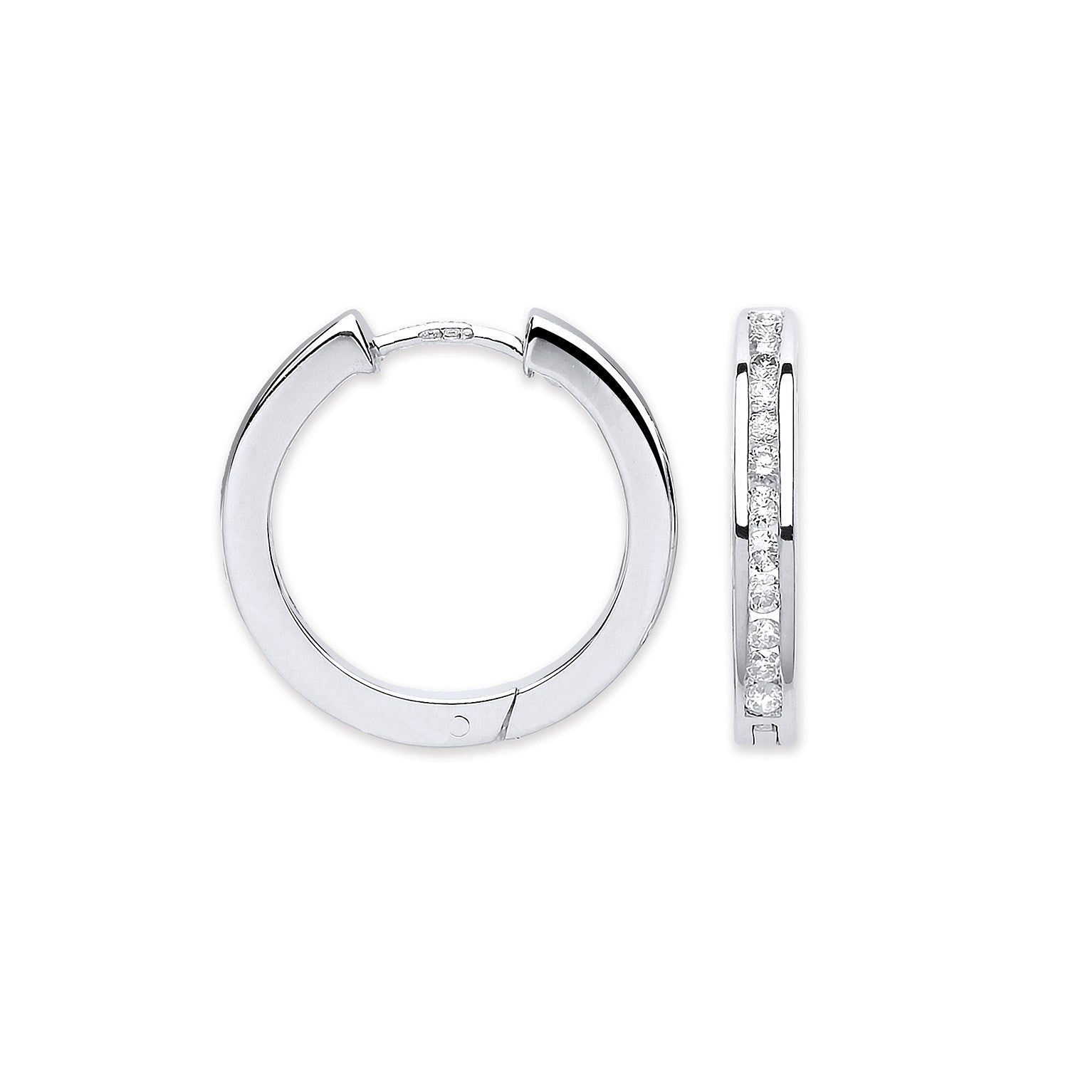9ct White Gold 0.50ct Diamond Hoop Earrings - 9ct Gold