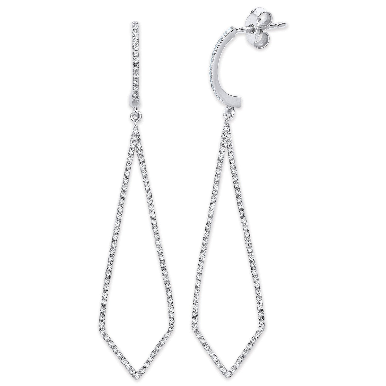 Boucles d'oreilles pendantes en or blanc 9 carats et diamants 0,40 carat - Or 9 carats
