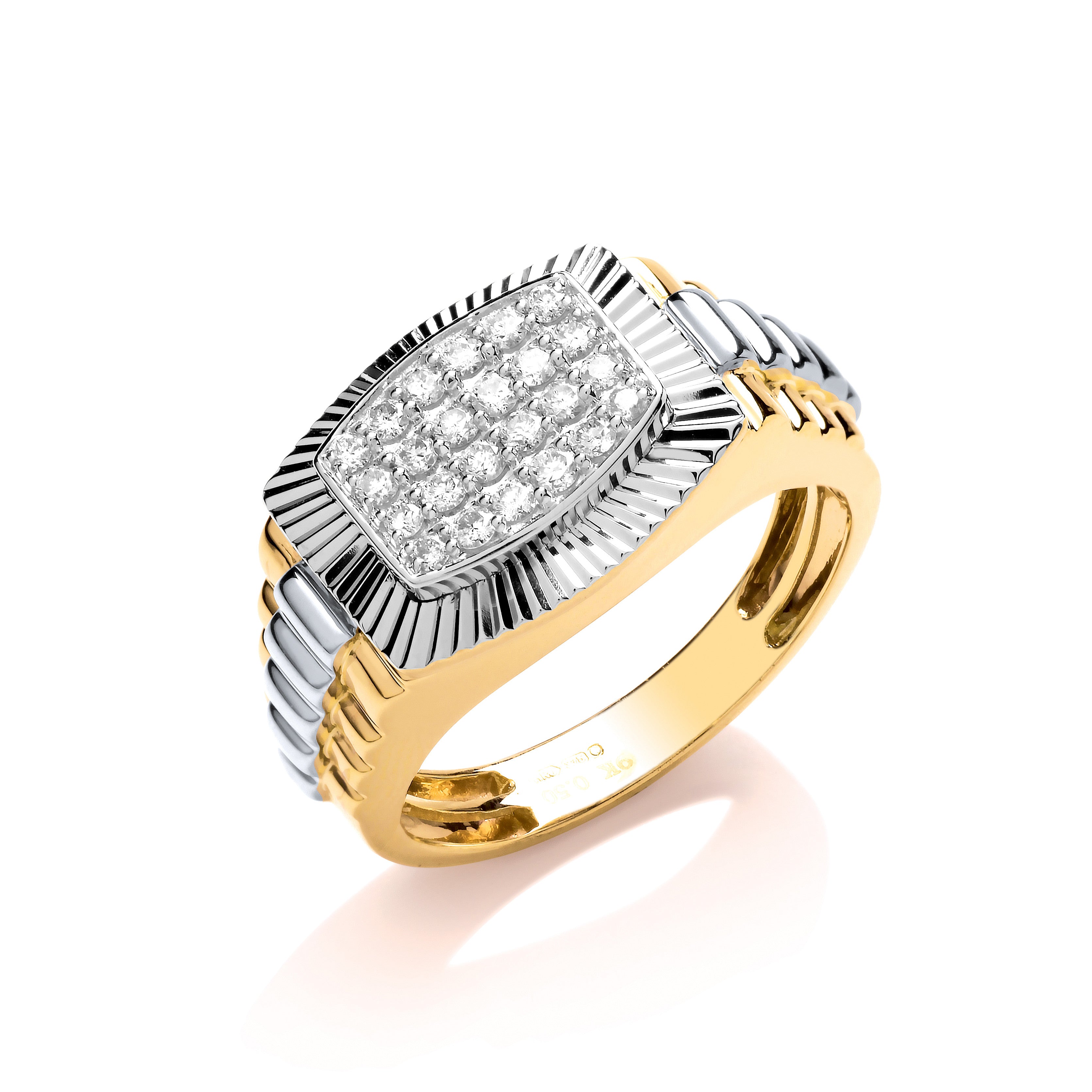 9ct Yellow/White Gold 0.50ct Diamond Fancy Link Ring - 9ct Gold