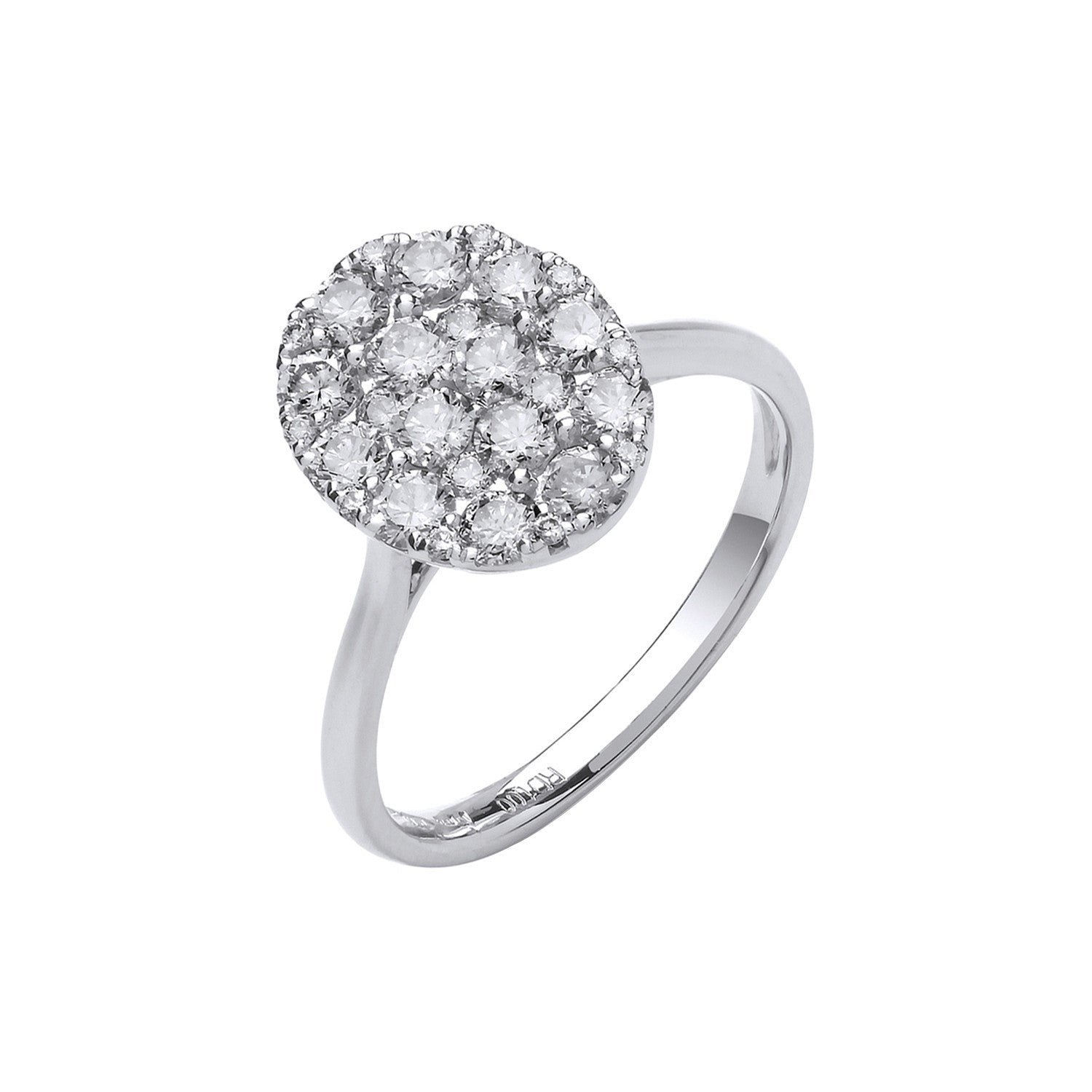 18ct White Gold 1.00ct Oval Dress Ring - 18ct Gold