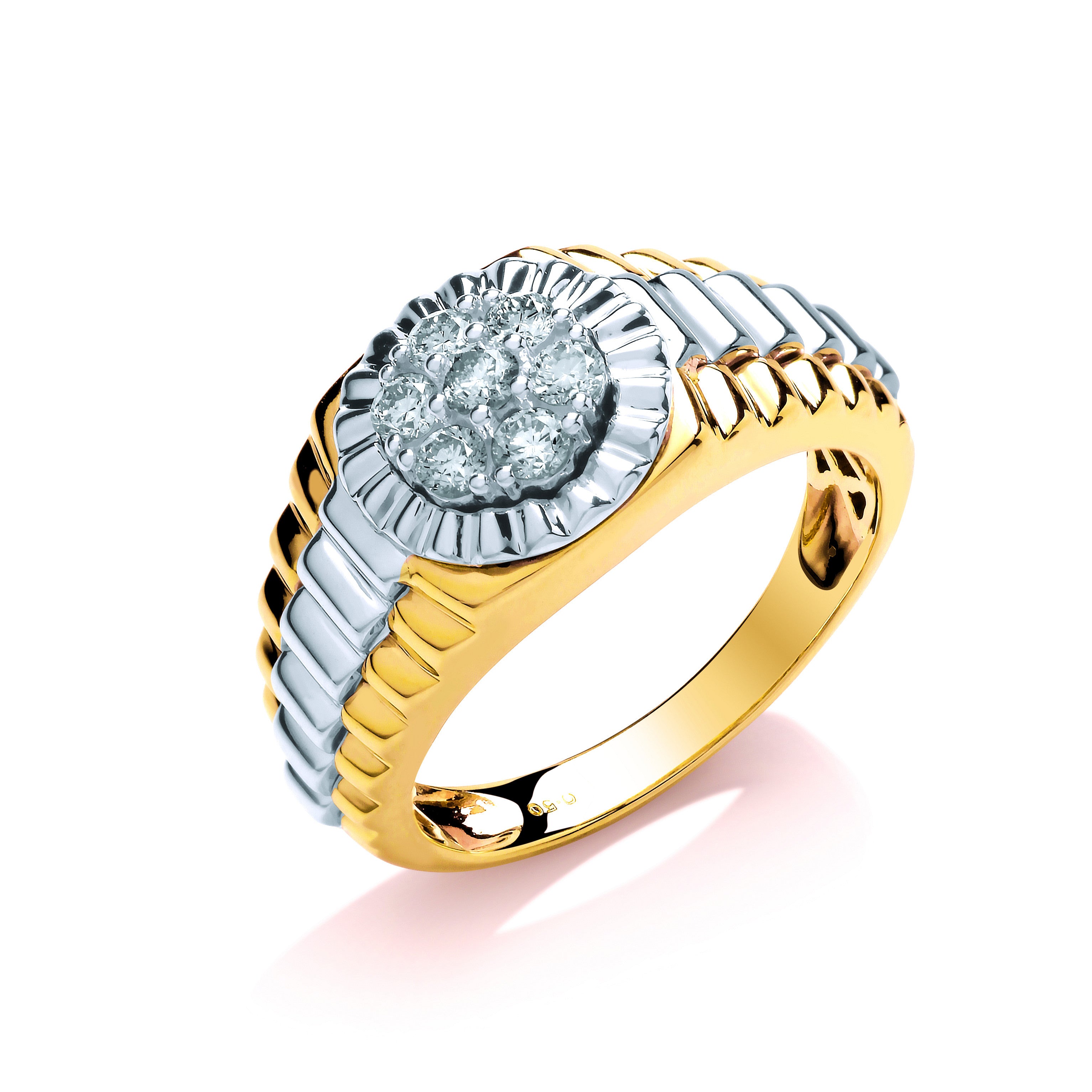 9ct Yellow/White Gold 0.50ct Two Colour Diamond Ring - 9ct Gold