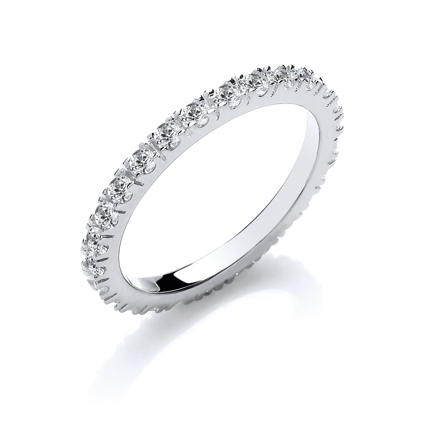 Silver Round Cubic Zirconia Full ET Single Row Ring - Silver