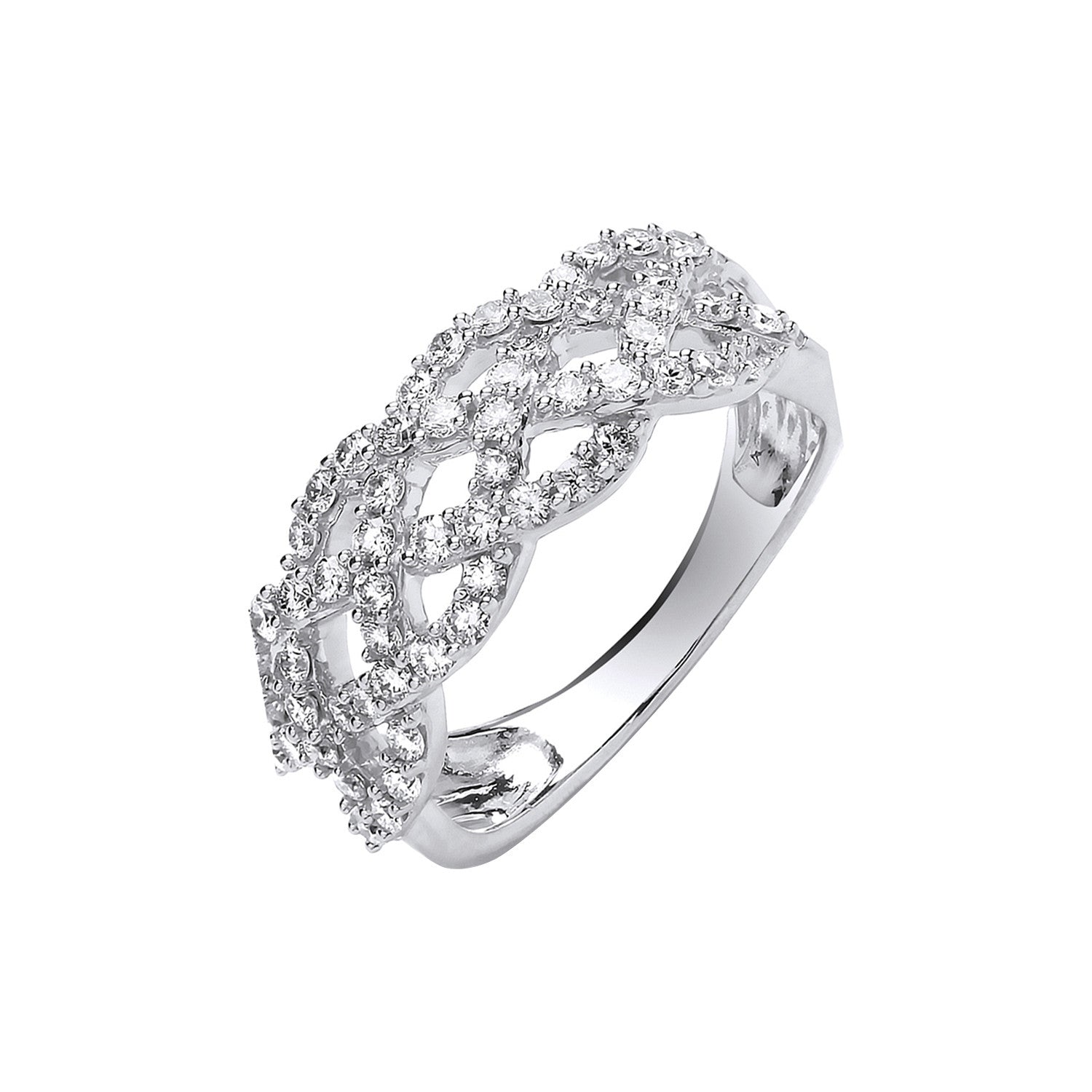 18ct White Gold 0.75ct Weaved Diamond Dress Ring - 18ct Gold