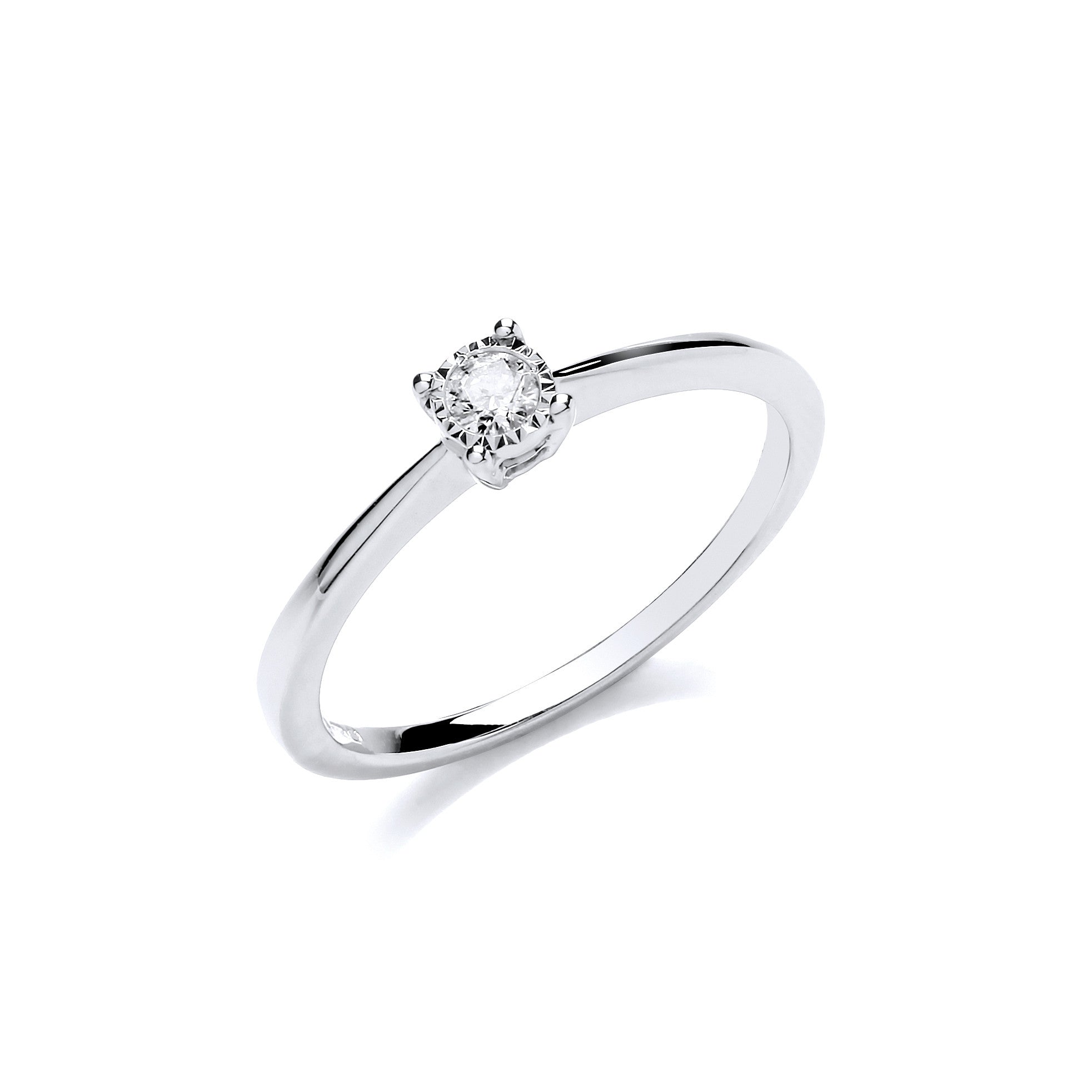 9ct White Gold 0.10ct Solitaire Ring - 9ct Gold