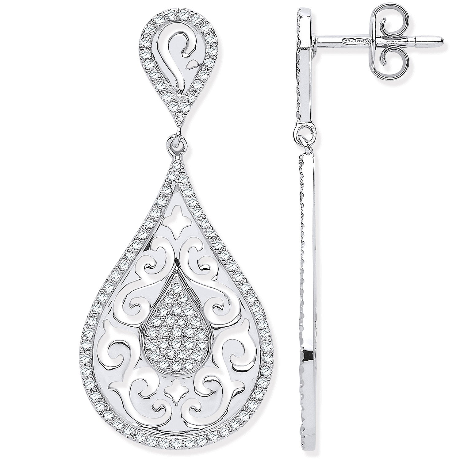 9ct White Gold 0.50ct Dia Drop Earrings - 9ct Gold