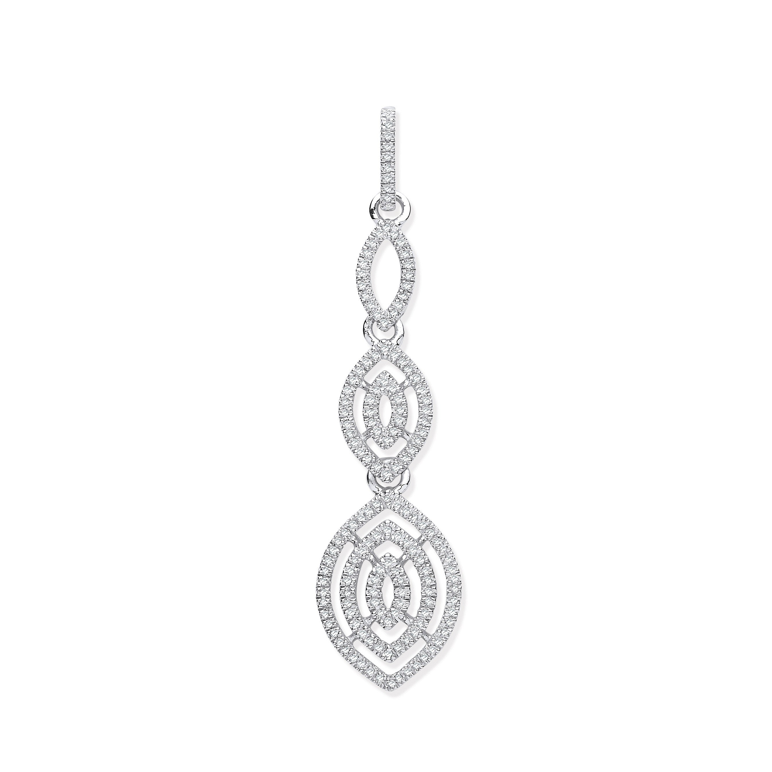 9ct White Gold Drop 0.25ct Diamond Pendant - 9ct Gold