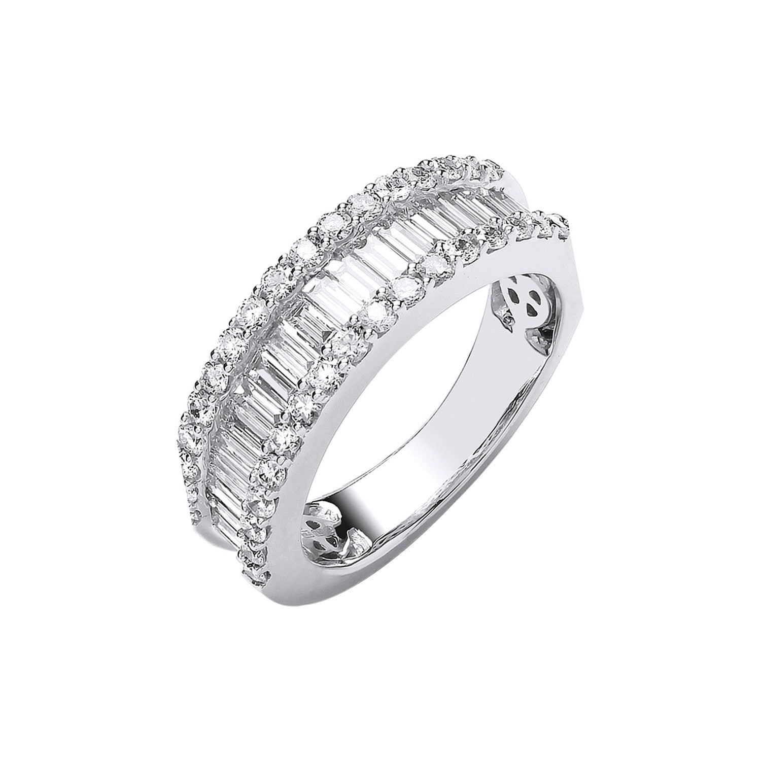 18ct White Gold 1.50ct Baguette & Brilliant Diamond Ring - 18ct Gold