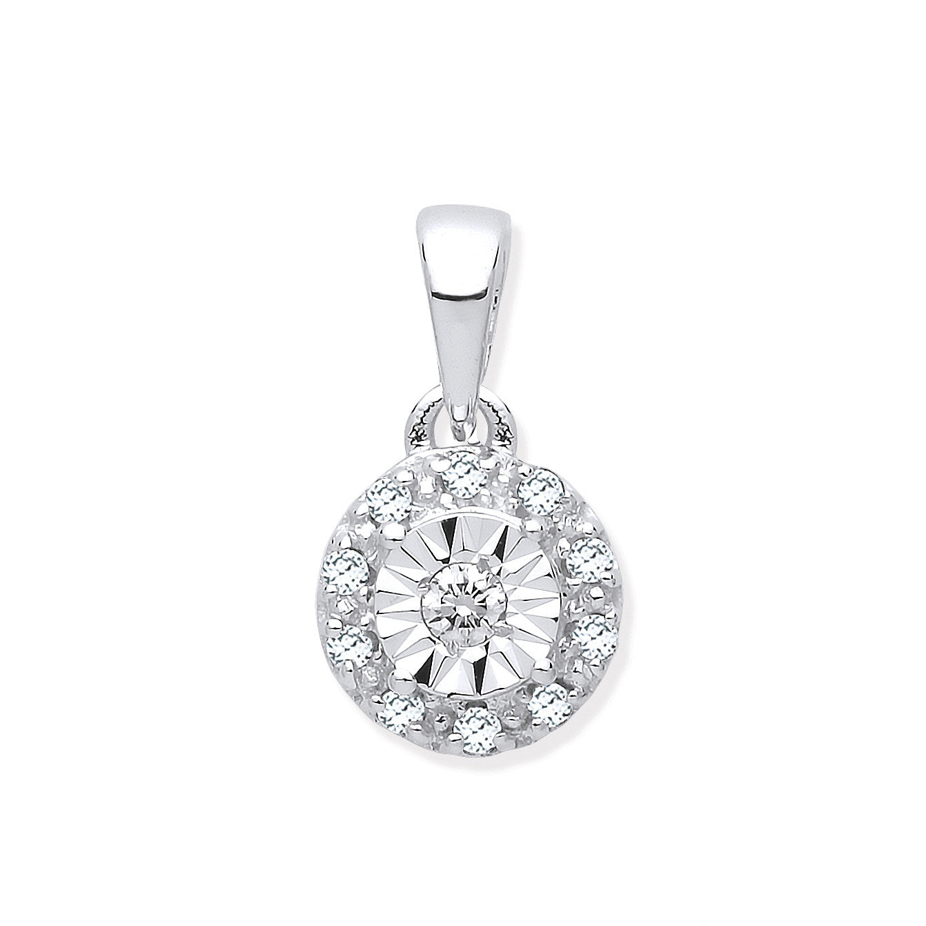9ct White Gold 0.07ct Diamond Pendant - 9ct Gold