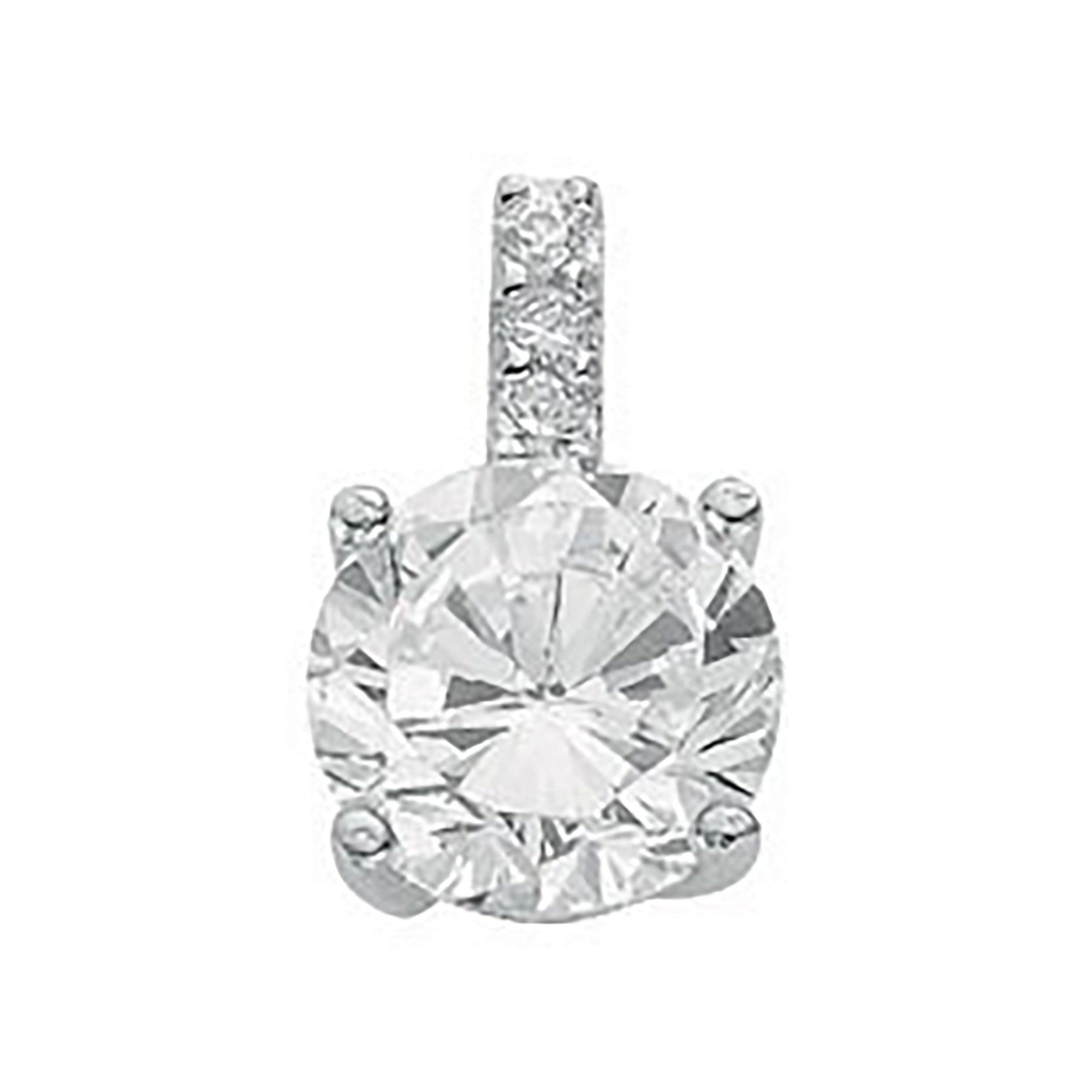 Silver Claw Set Cubic Zirconia Single Stone Pendant - Silver