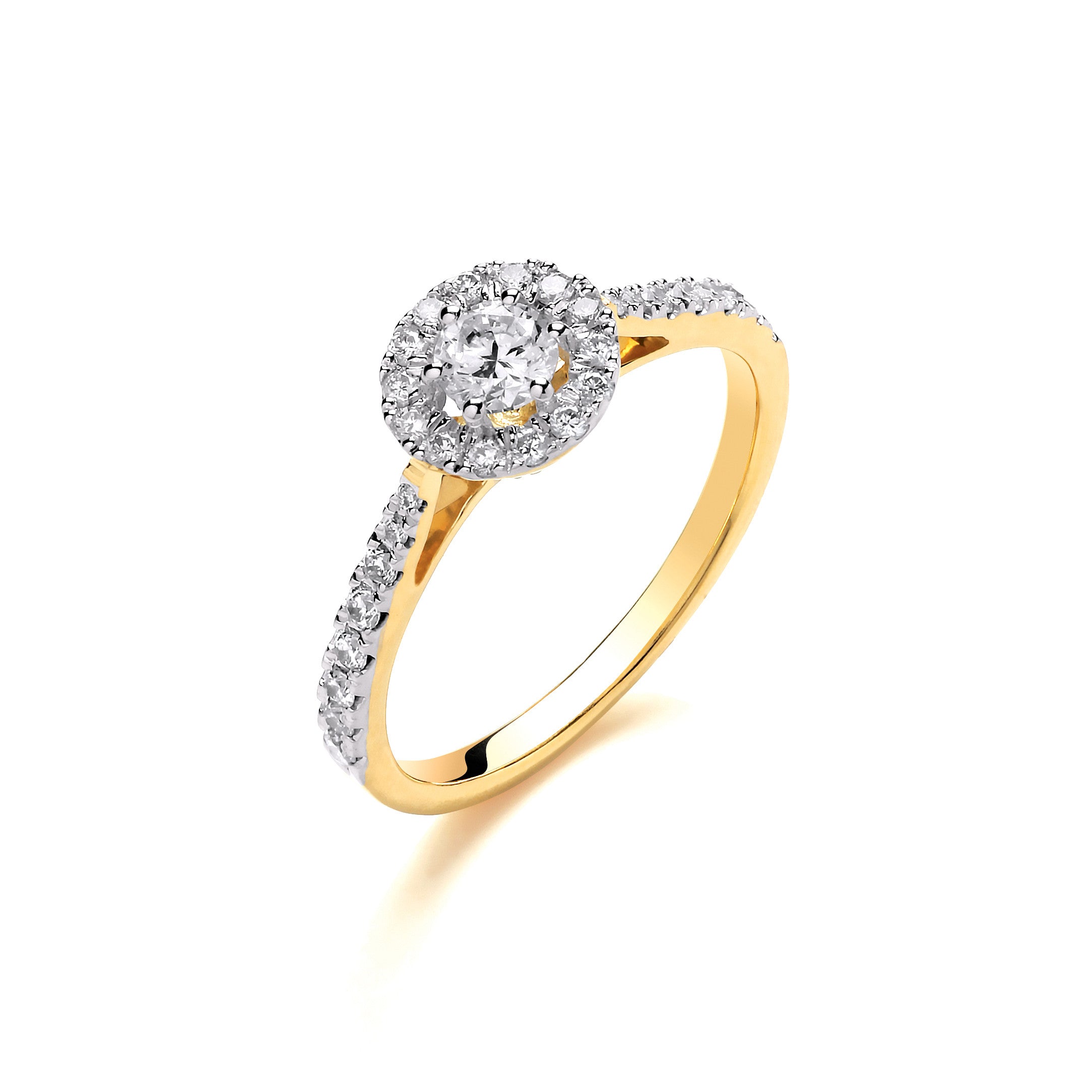 18ct Yellow Gold Halo Style 0.50ctw Diamond Ring - 18ct Gold