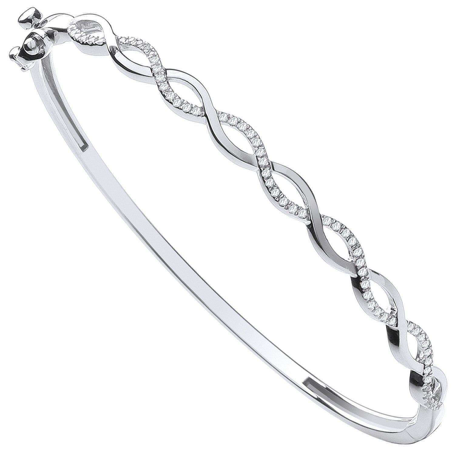 9ct White Gold Entwined 0.33ctw Diamond Bangle - 9ct Gold