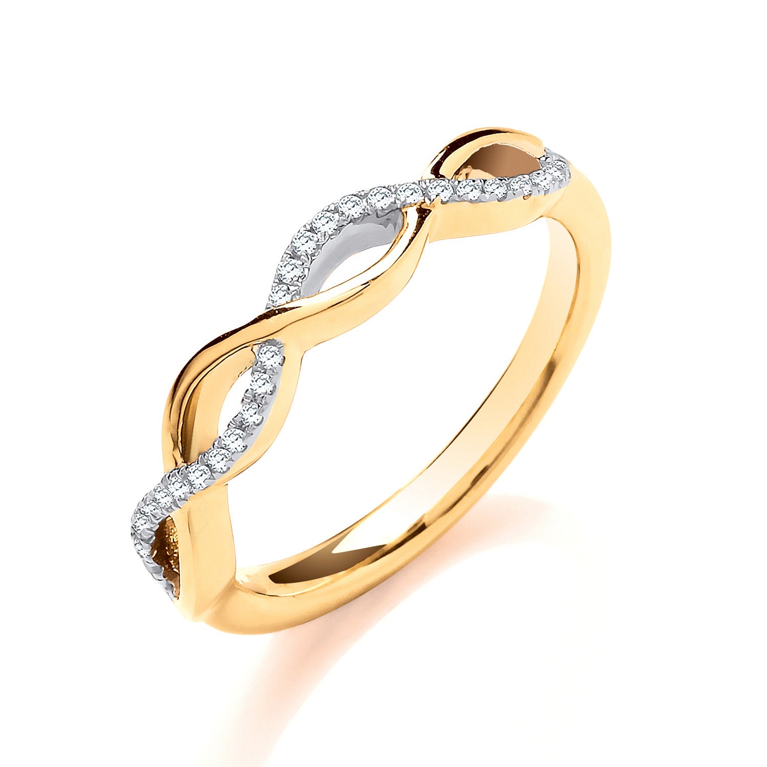 9ct Yellow Gold 0.10ctw Entwined Diamond Ring - 9ct Gold