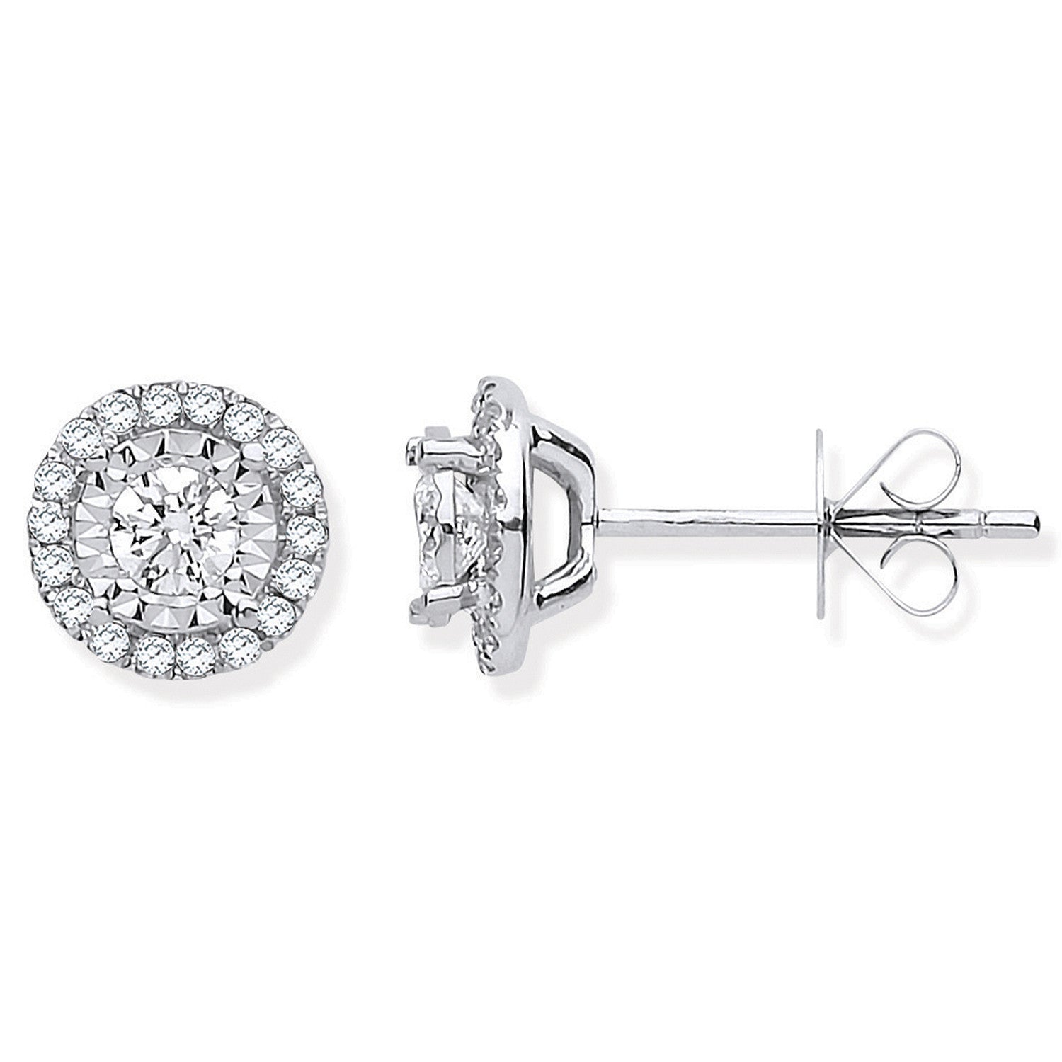 18ct White Gold Halo 0.50ctw Diamond Studs - 18ct Gold