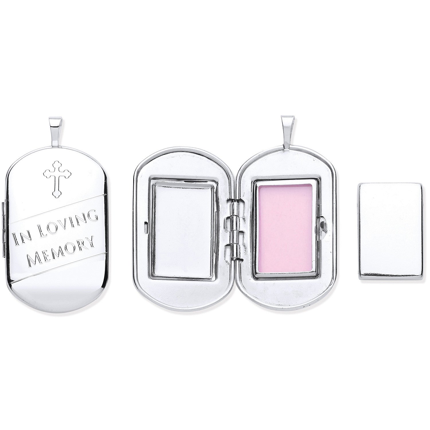 Silver Cremation Dog Tag Style Locket - Silver