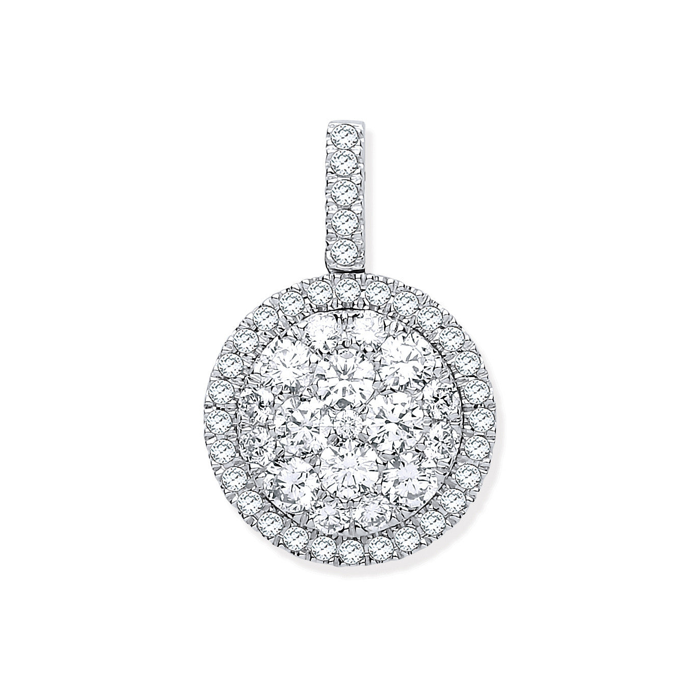 18ct White Gold 1.13ctw Round Drop Pendant - 18ct Gold