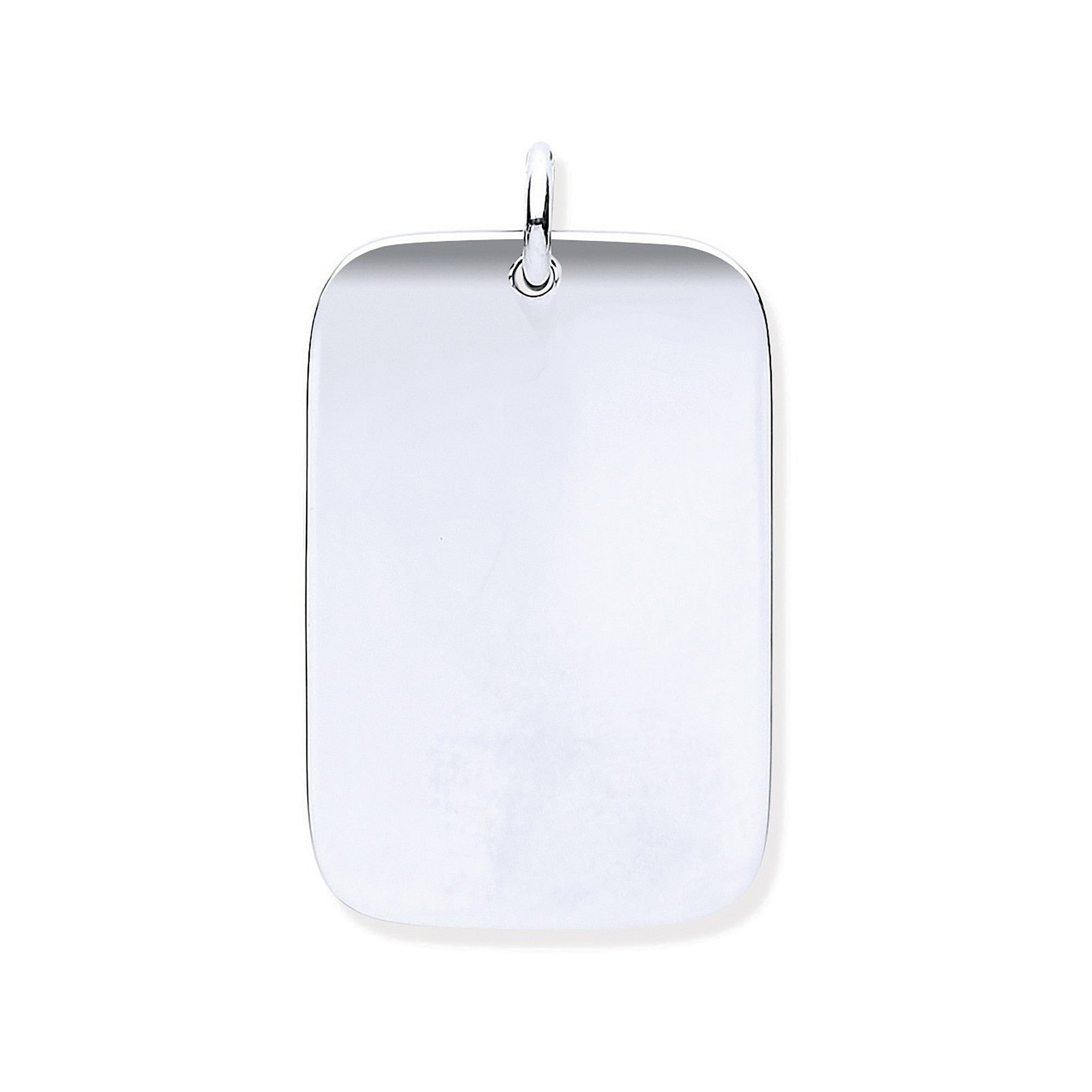 Silver Solid Dog Tag Pendant - Silver