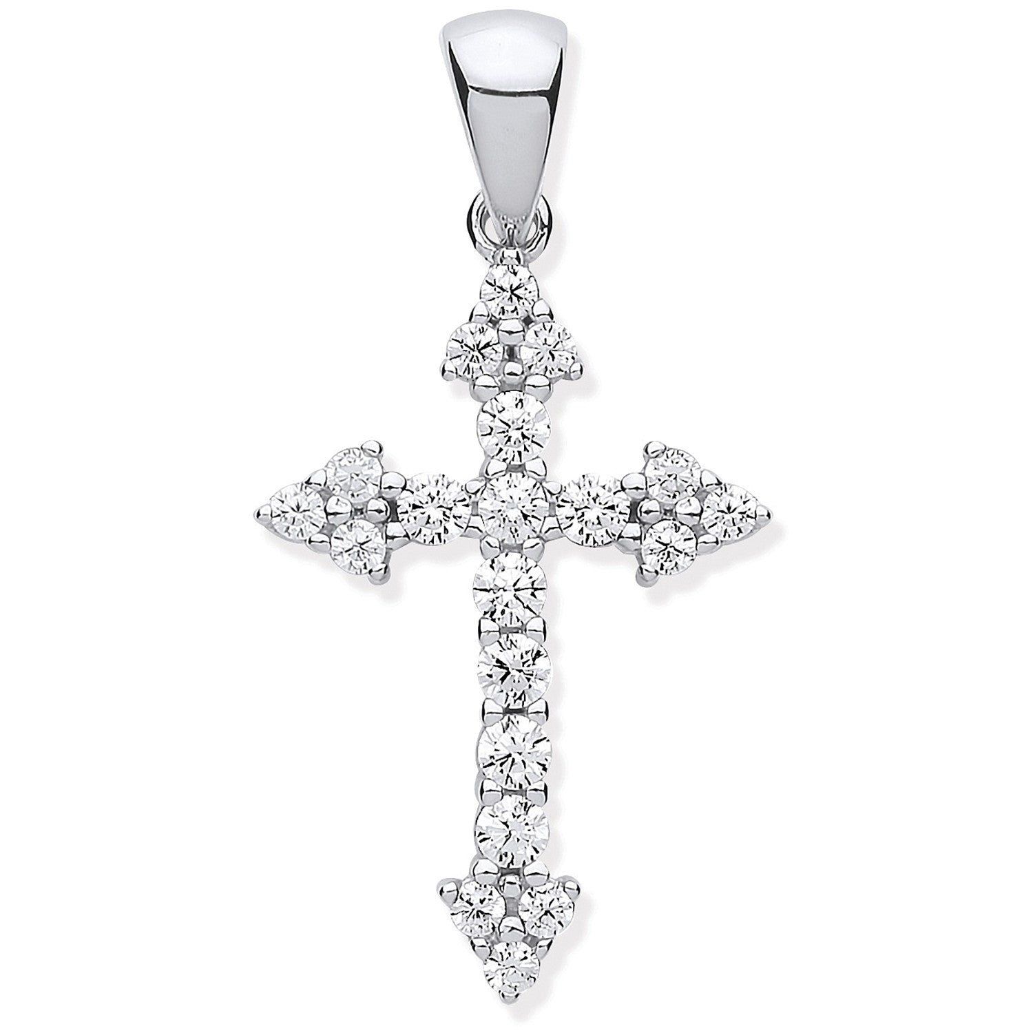 Silver Small Cubic Zirconia Fancy Cross - Silver