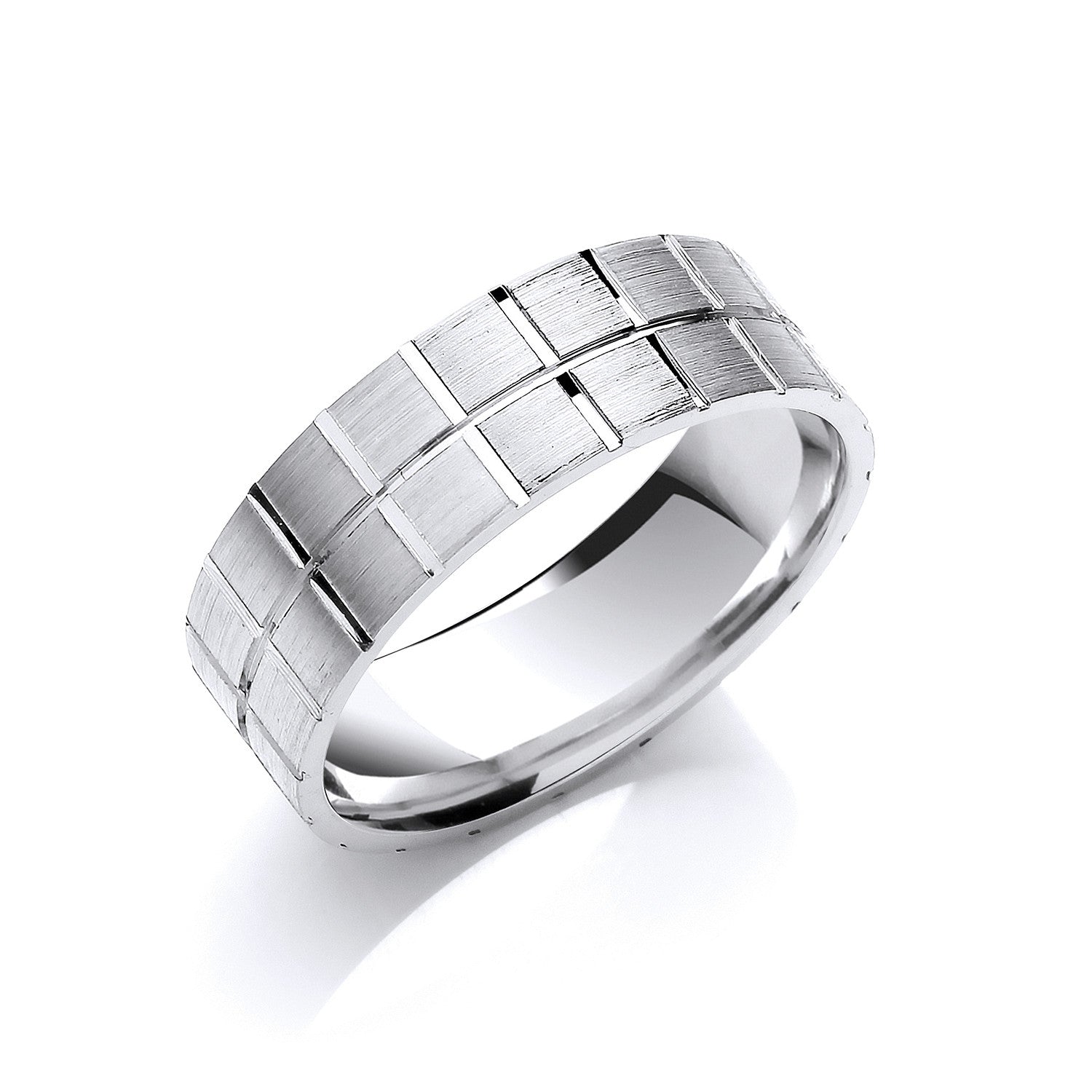 6mm Flat Court Squared Grooves Matt Finish - Platinum