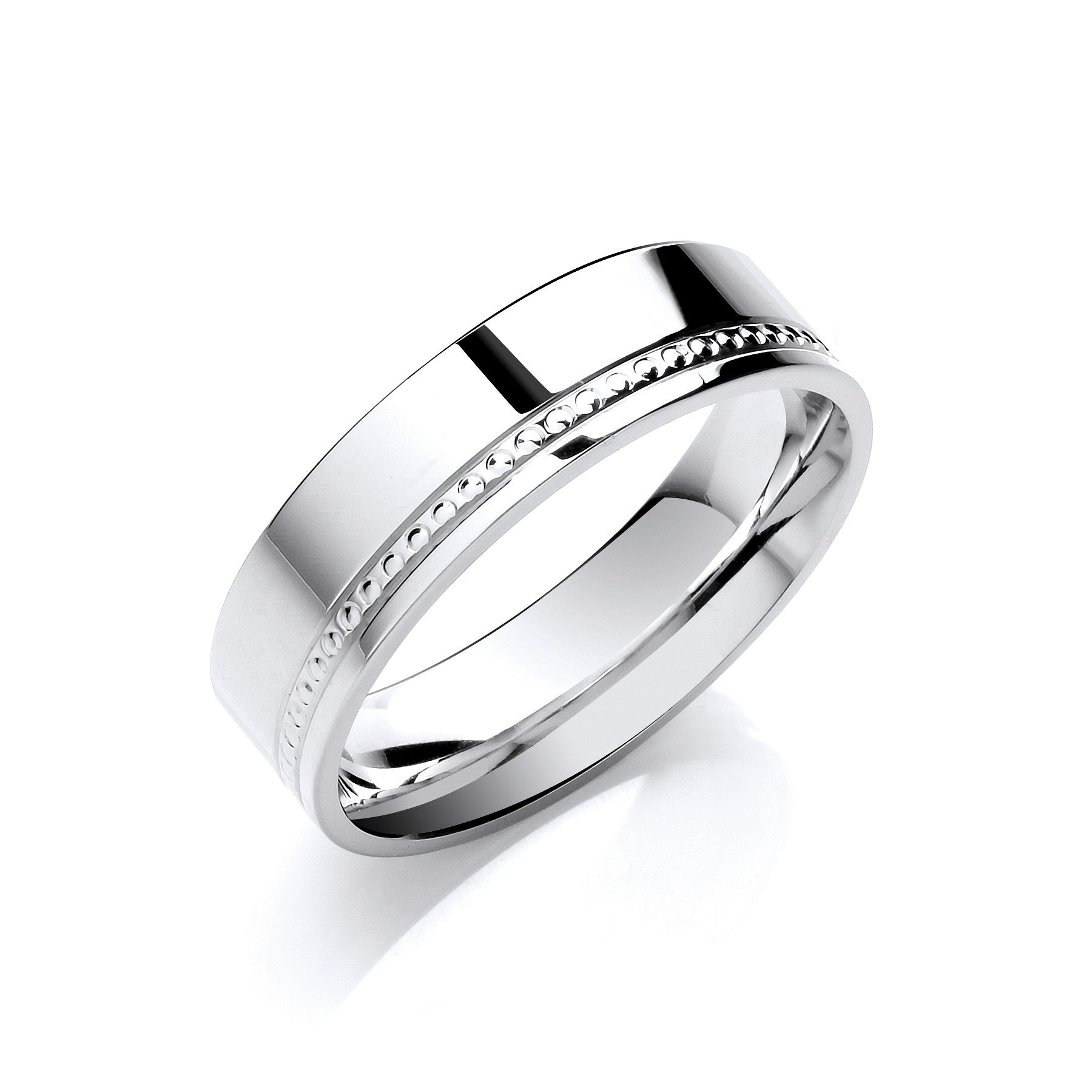 6mm Flat Court Mill Grain Illusion Setting - 9ct Gold