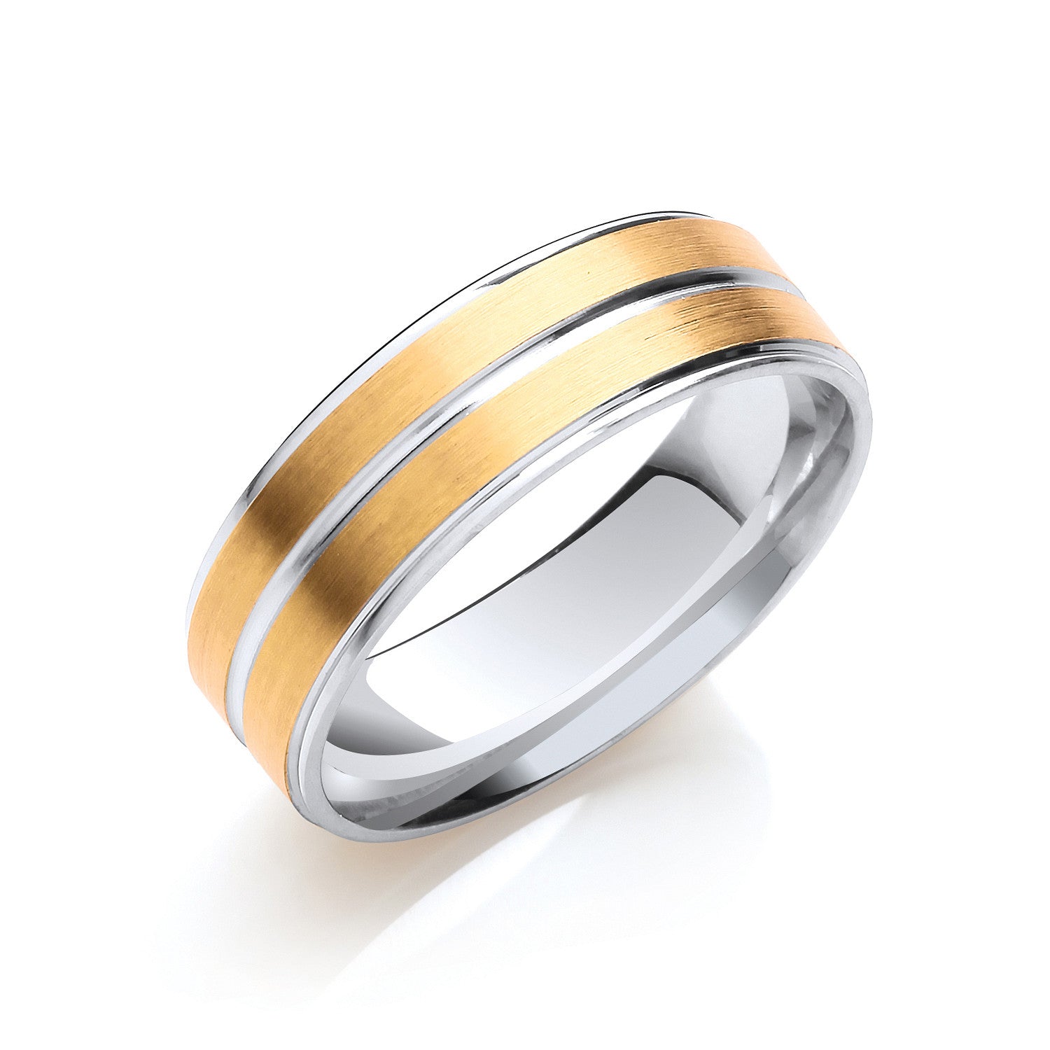 7mm Two Colour Track Edges & Centre - 9ct Gold