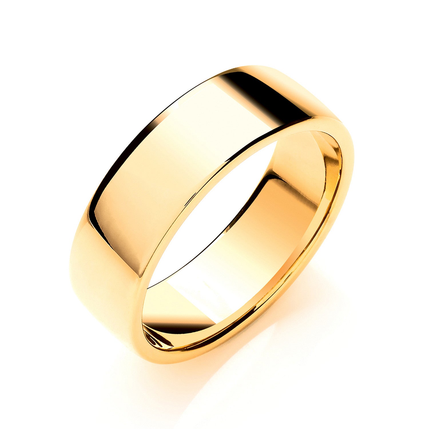7mm Soft Court Shape Wedding Band - 18ct Gold
