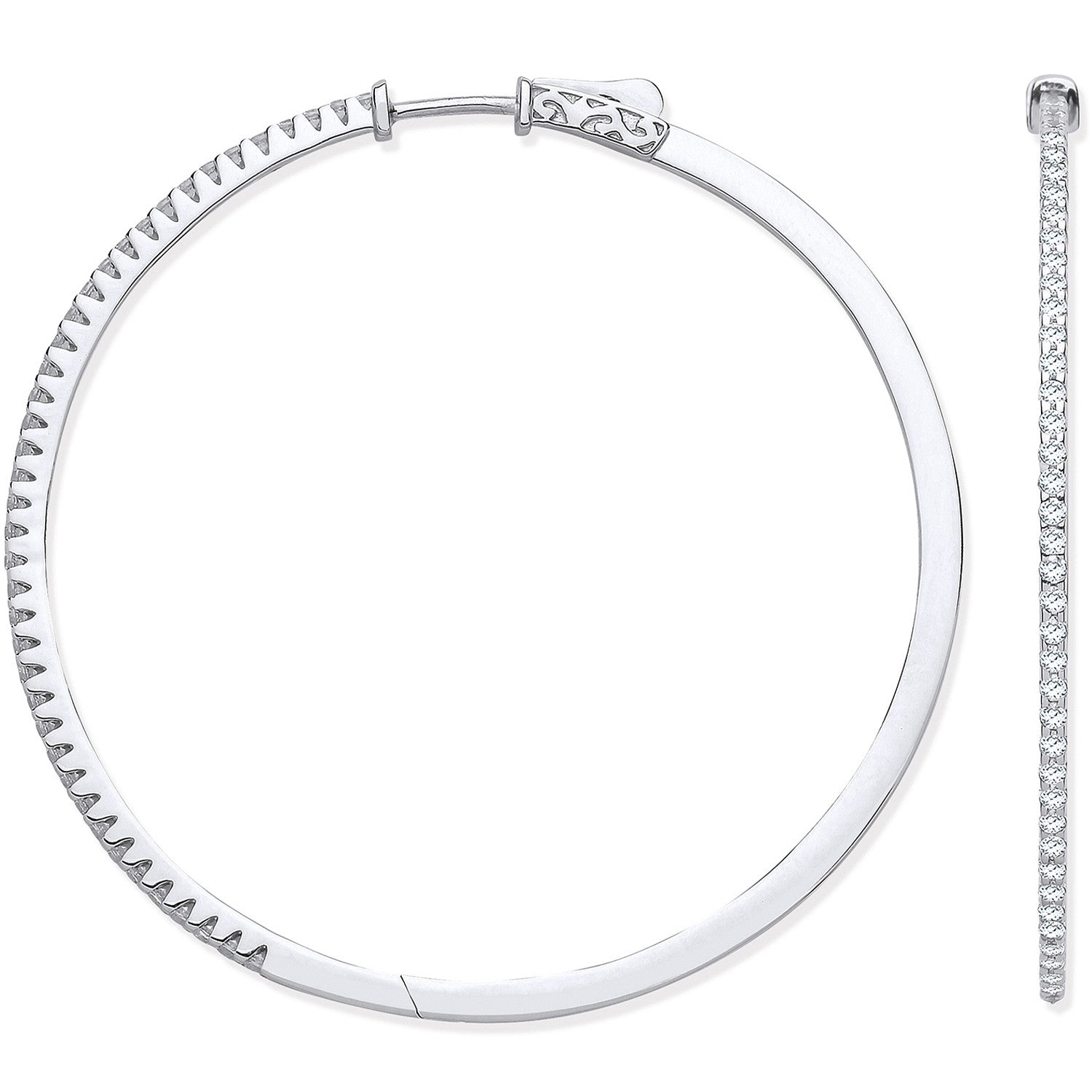18ct White Gold 1.20ctw Claw Set Hoop Earrings - 18ct Gold